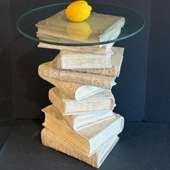 Faux Sculpture of Stacked Books Composite Side Table