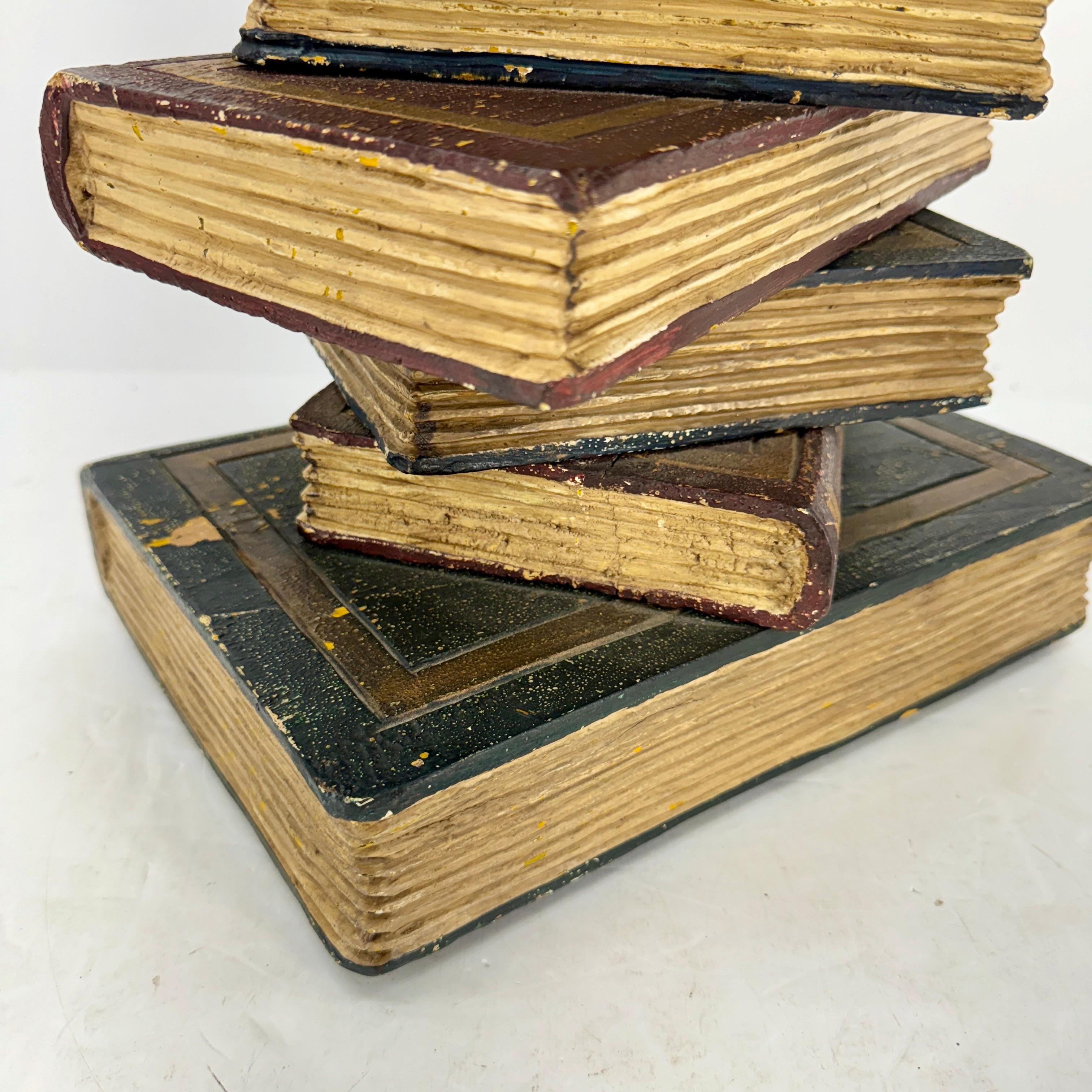  Faux Sculpture of Stacked Books Wood Side Table 3