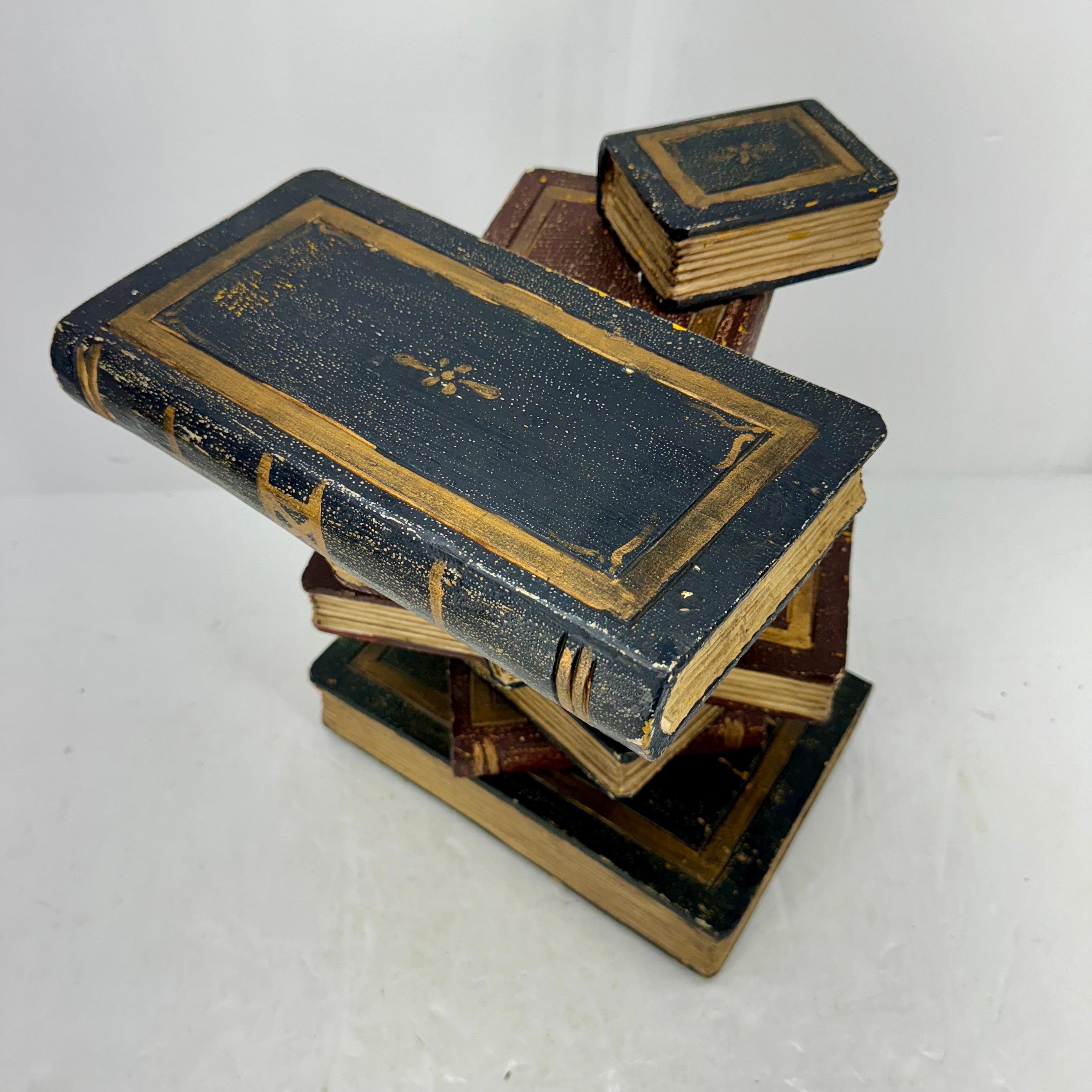 Faux Sculpture of Stacked Books Wood Side Table 4