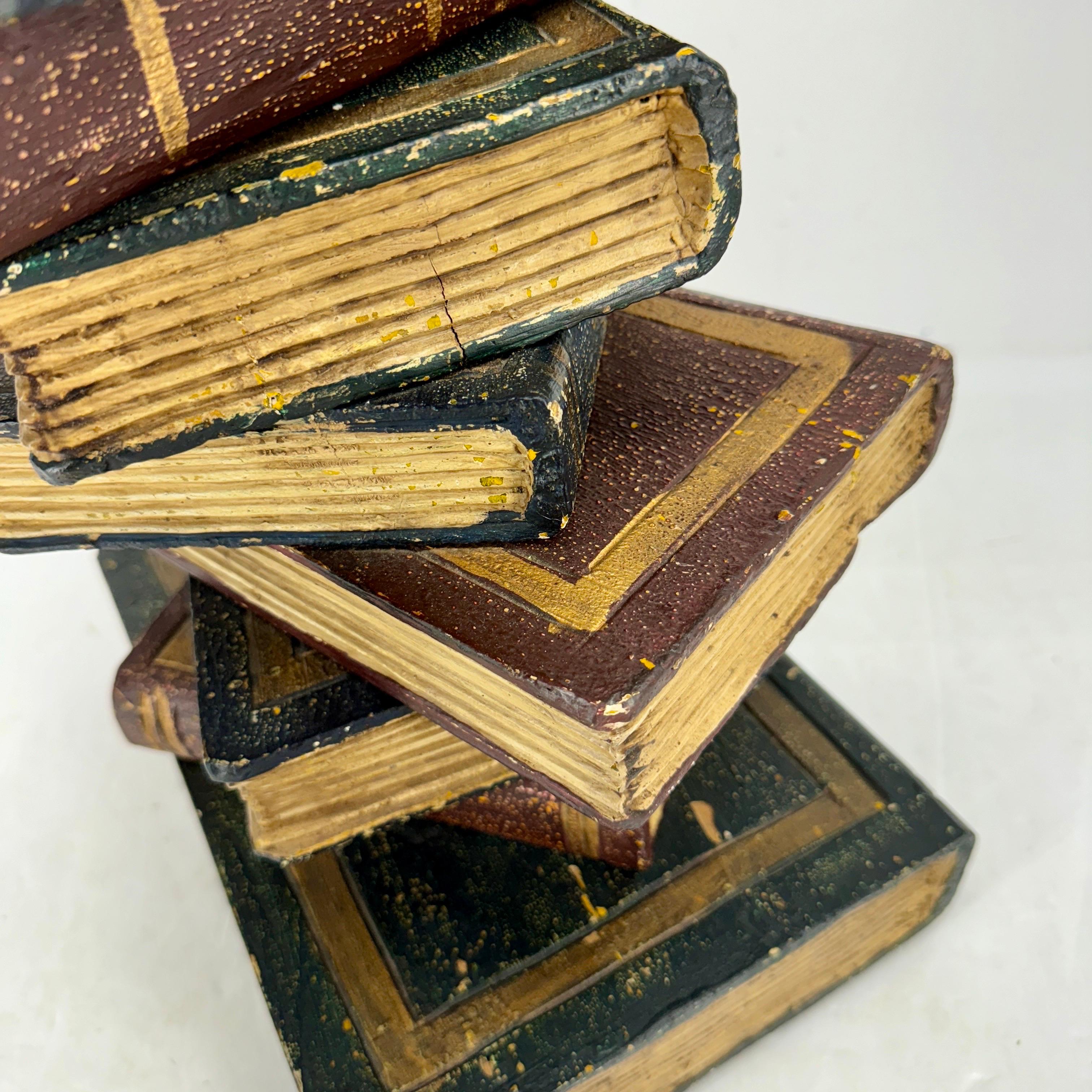 Faux Sculpture of Stacked Books Wood Side Table 6