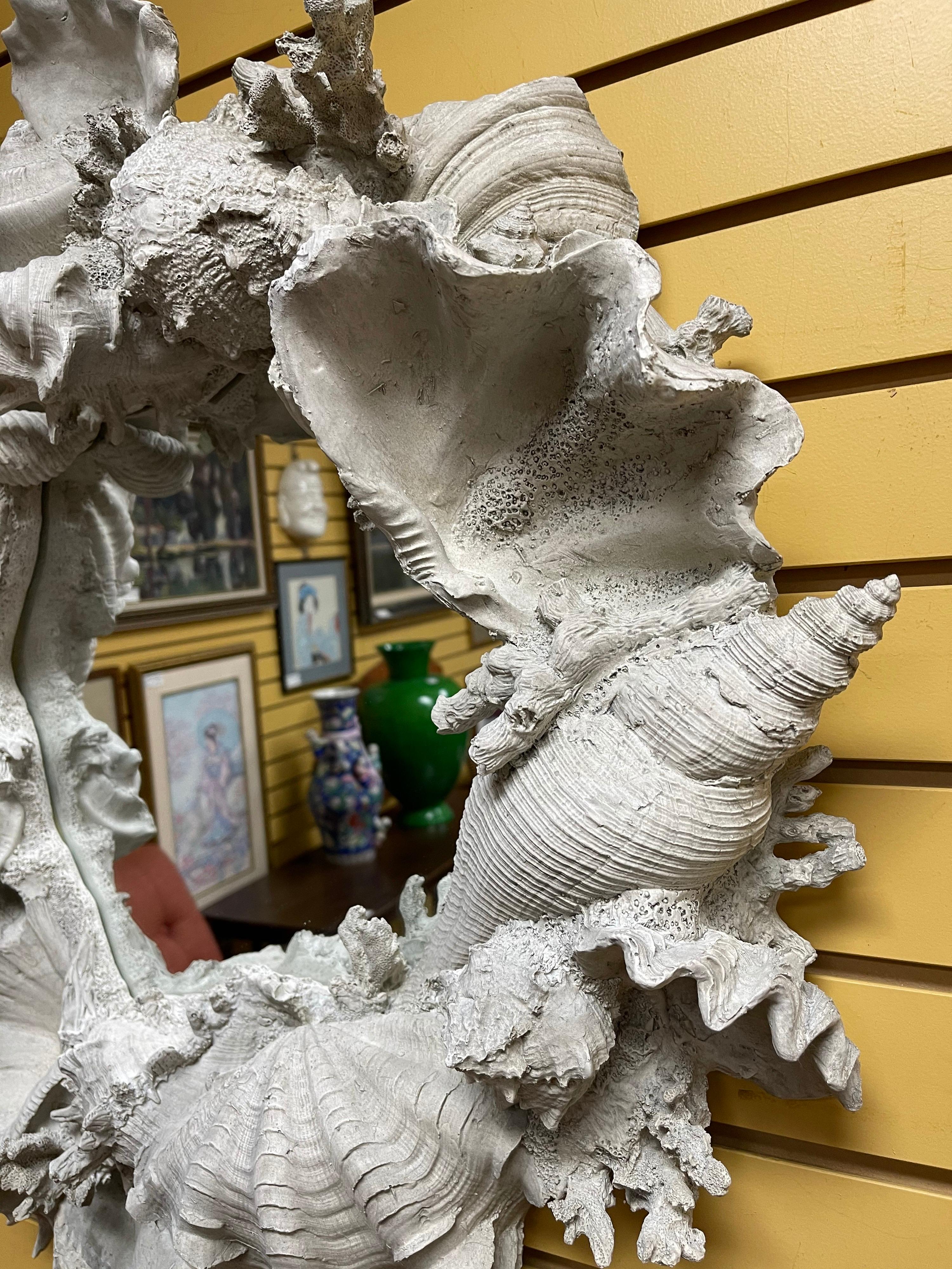 Faux Seashell Encrusted Mirror in Molded Fiberglass 6