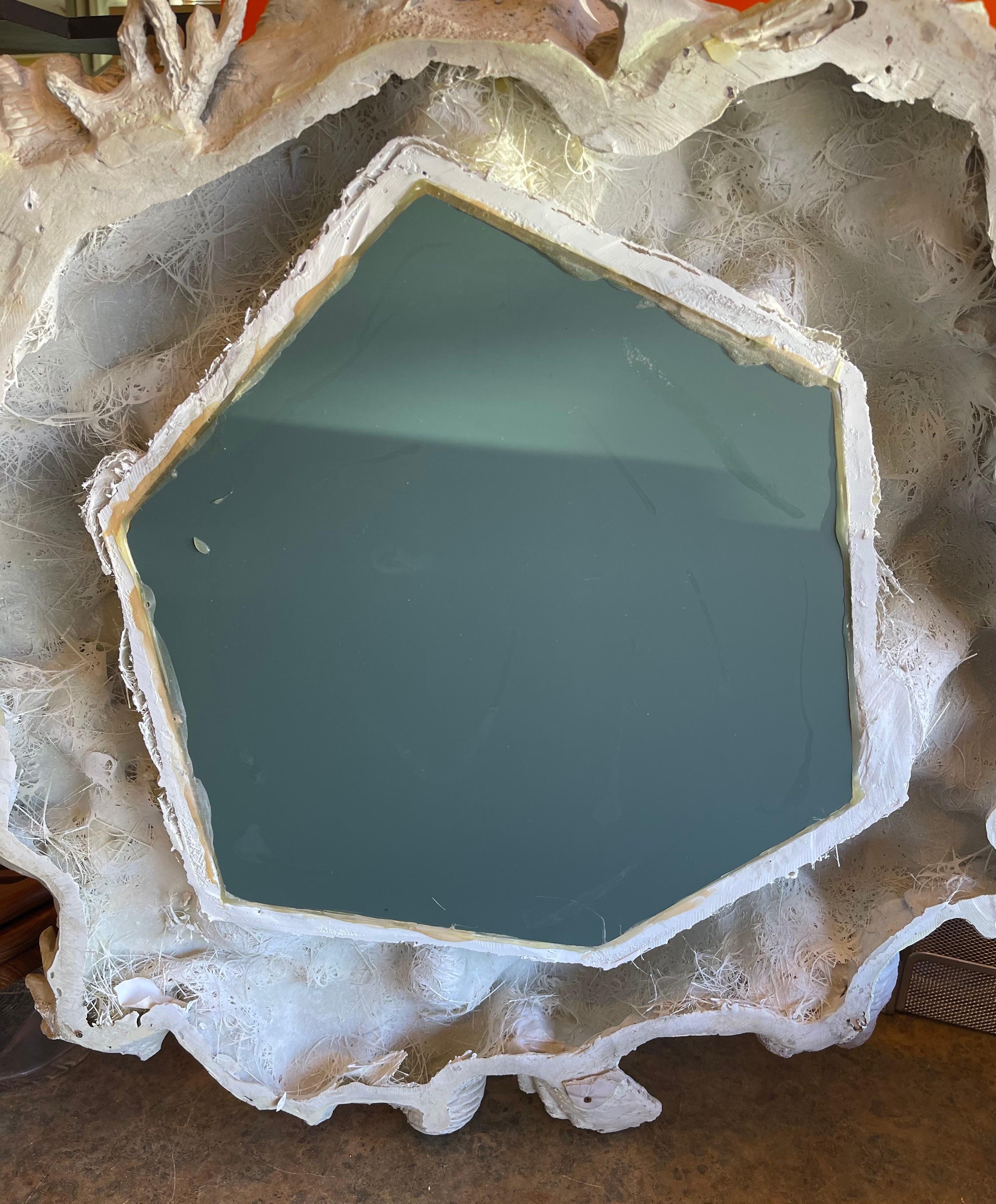 Faux Seashell Encrusted Mirror in Molded Fiberglass 9