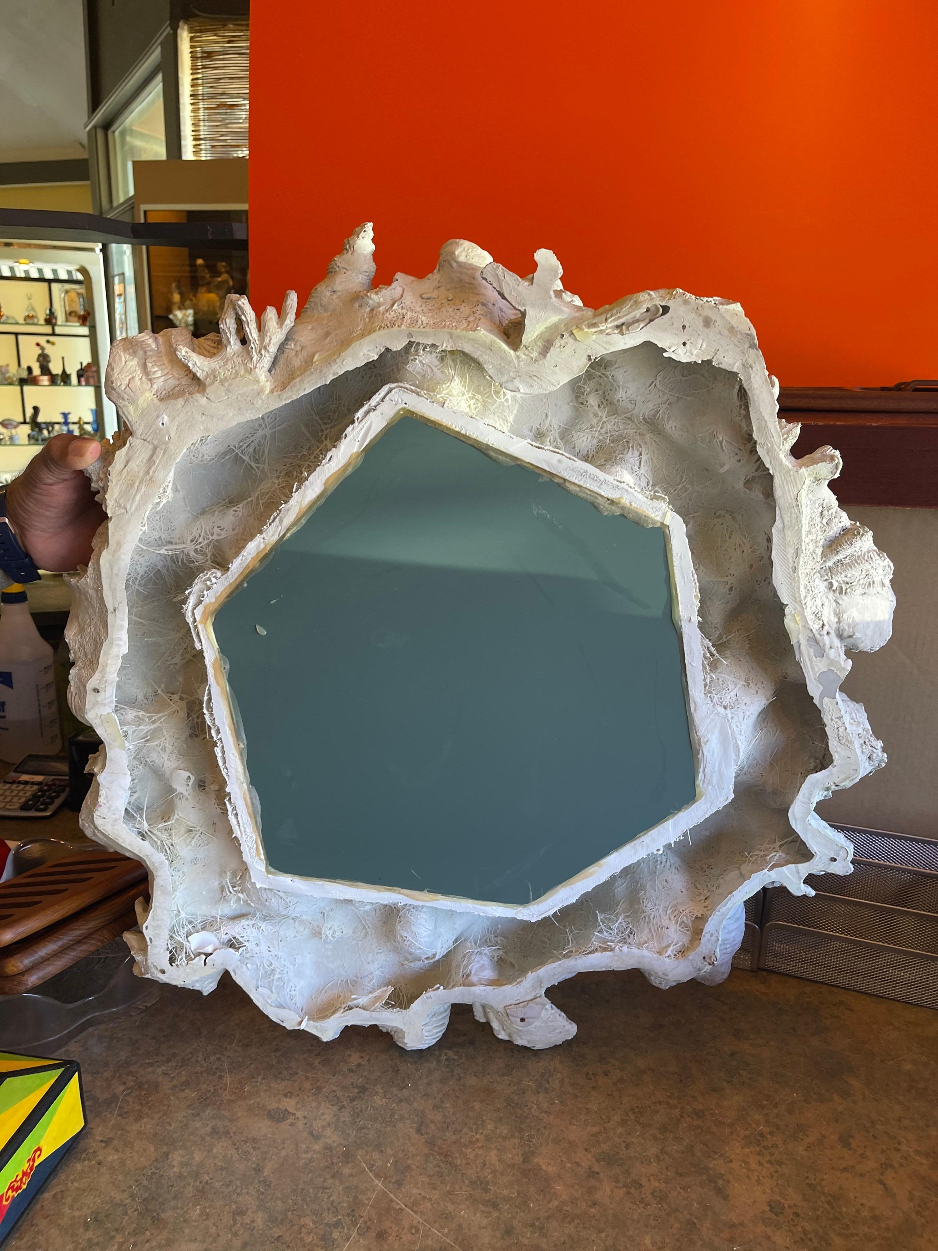 Faux Seashell Encrusted Mirror in Molded Fiberglass 10