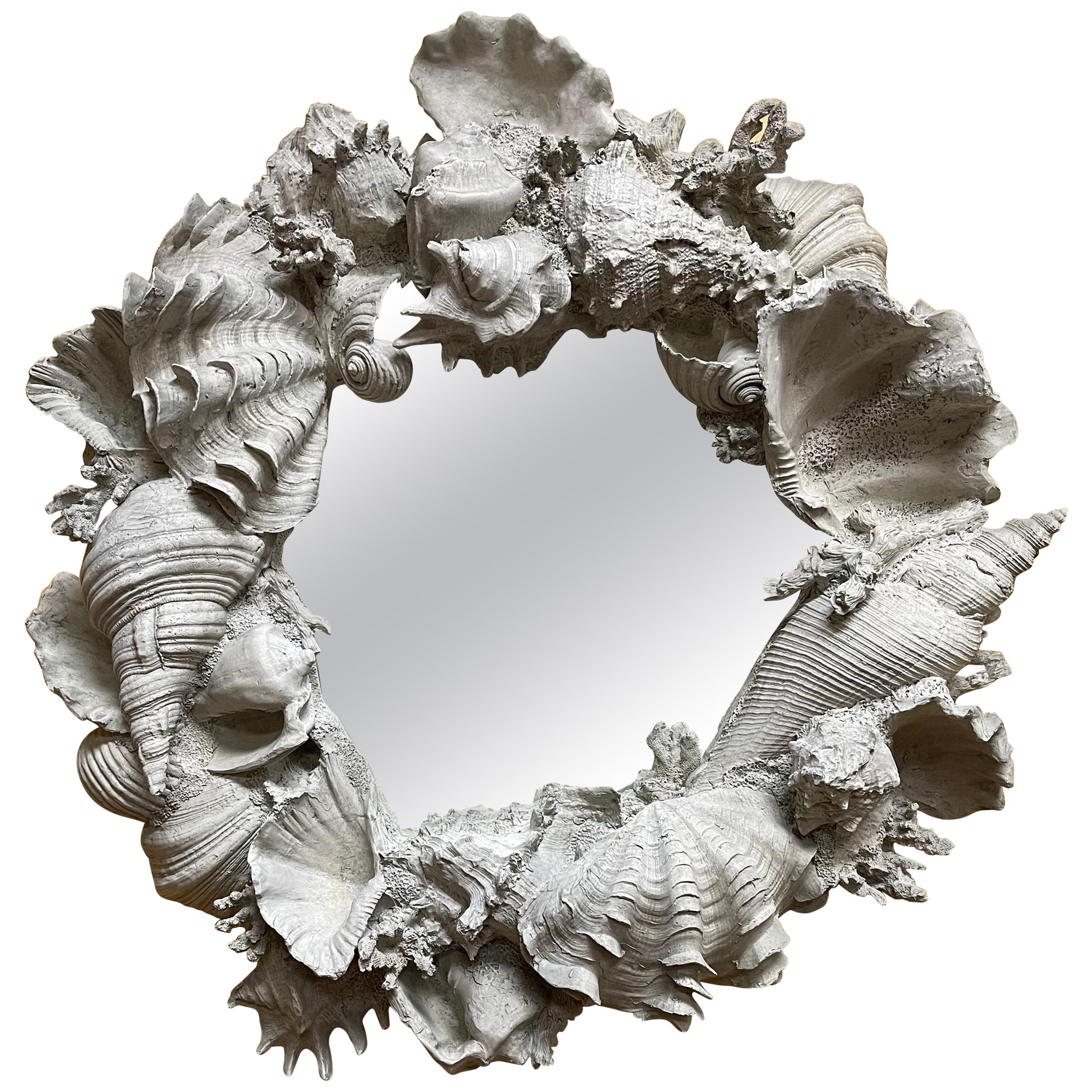Seashell Encrusted Vintage Wall Mirror Palm Beach Vintage Coral Shell at 1stDibs shell mirrors