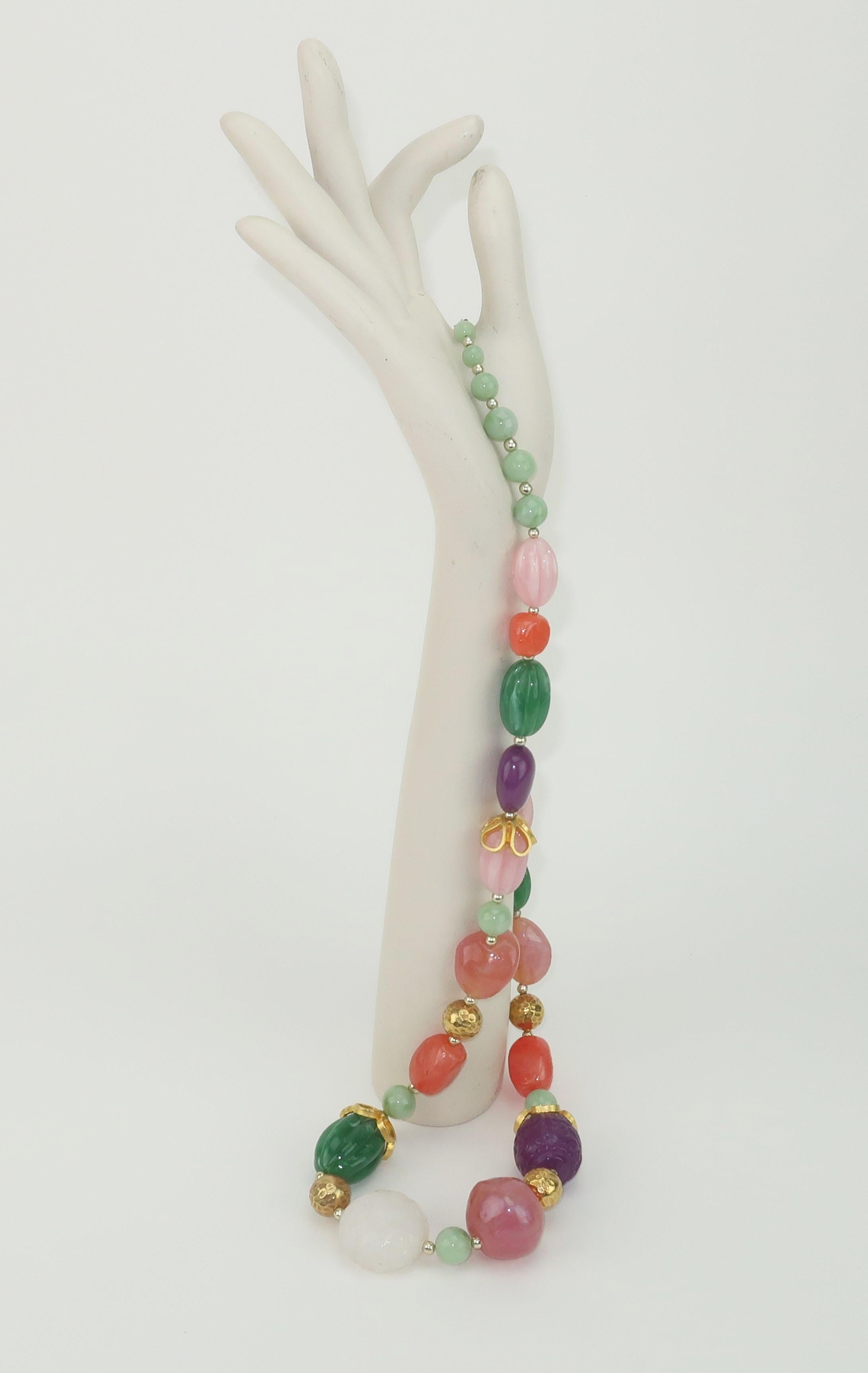 Kunstharz-Halskette aus Halbedelsteinen, 1980er Jahre im Angebot 7
