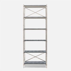 Faux Shagreen 6 Shelf Bookcase / Etagere