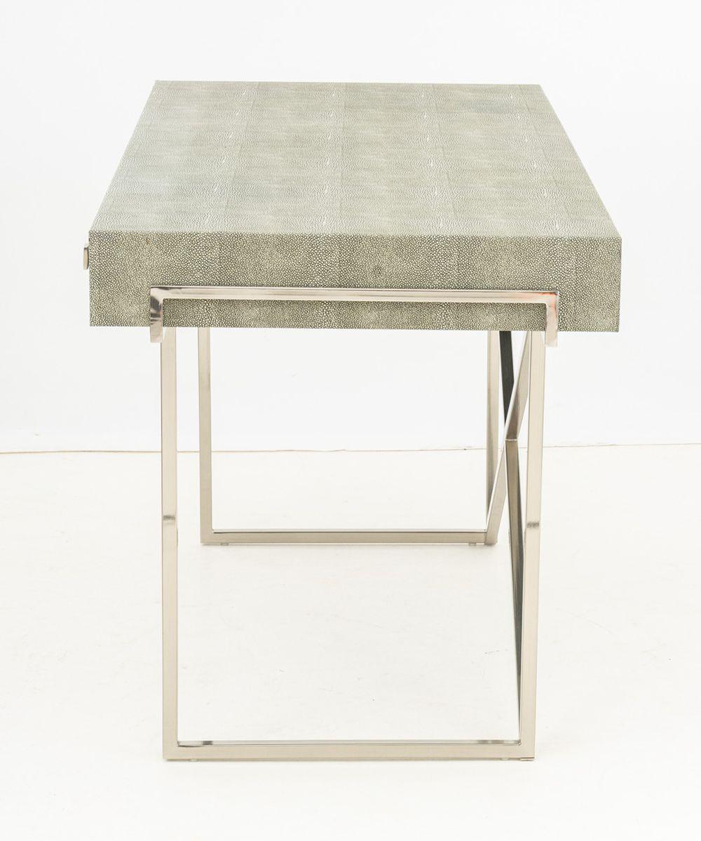XXI secolo e contemporaneo Faux Shagreen and Chrome Desk in vendita