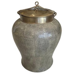 Faux Shagreen Ceramic Container with Lid