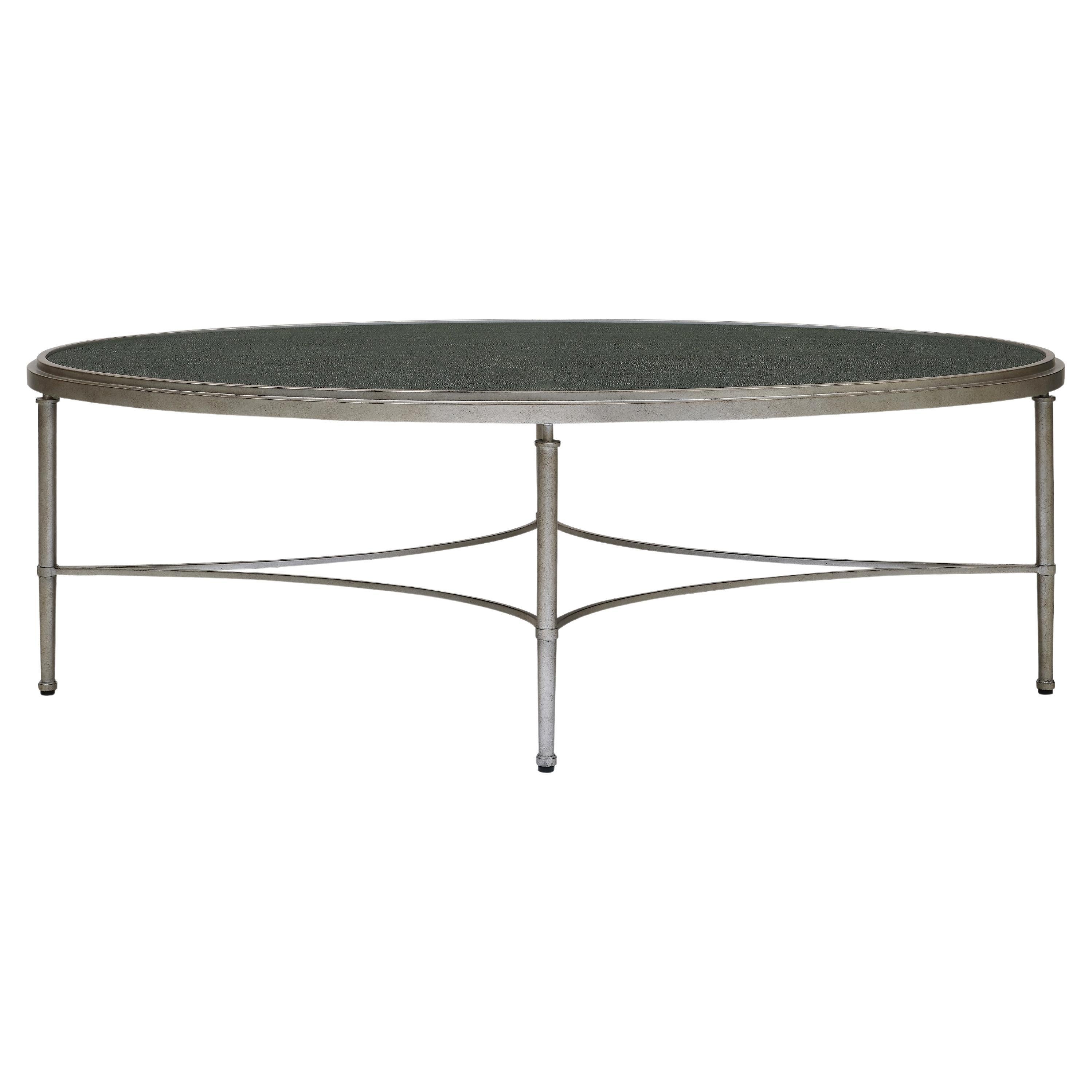 Faux Shagreen with Metal Base Coffee Table, Francis, by Bunny Williams Home