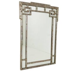 Vintage Faux Silver Leaf Greek Key Mirror