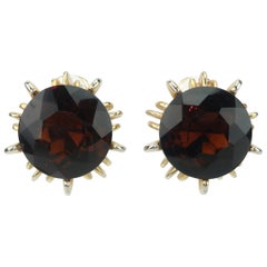 Faux Smoky Topaz Brutalist Clip On Earrings, 1980's