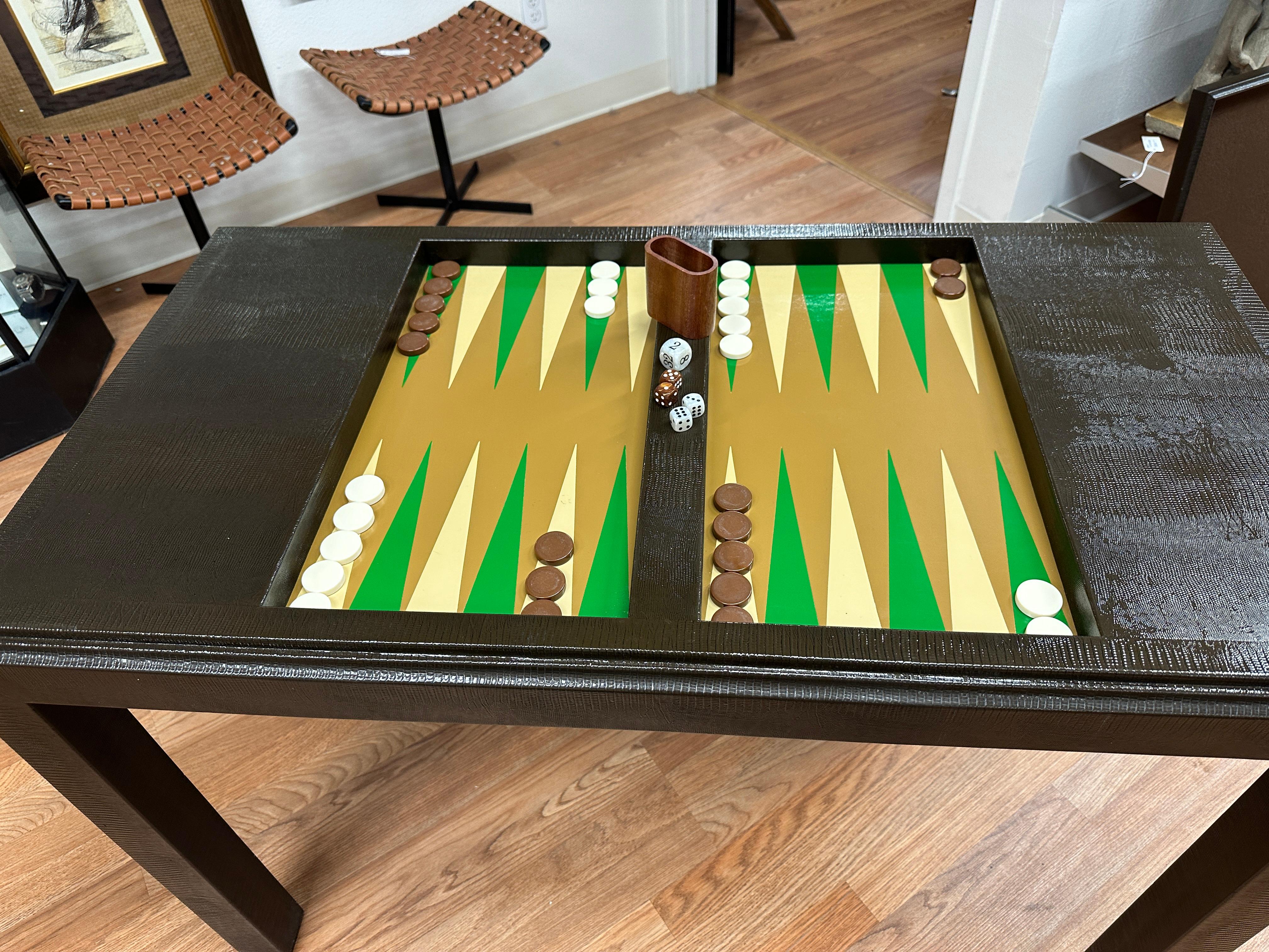 Faux Snakeskin Game Table with Removable Top For Sale 7