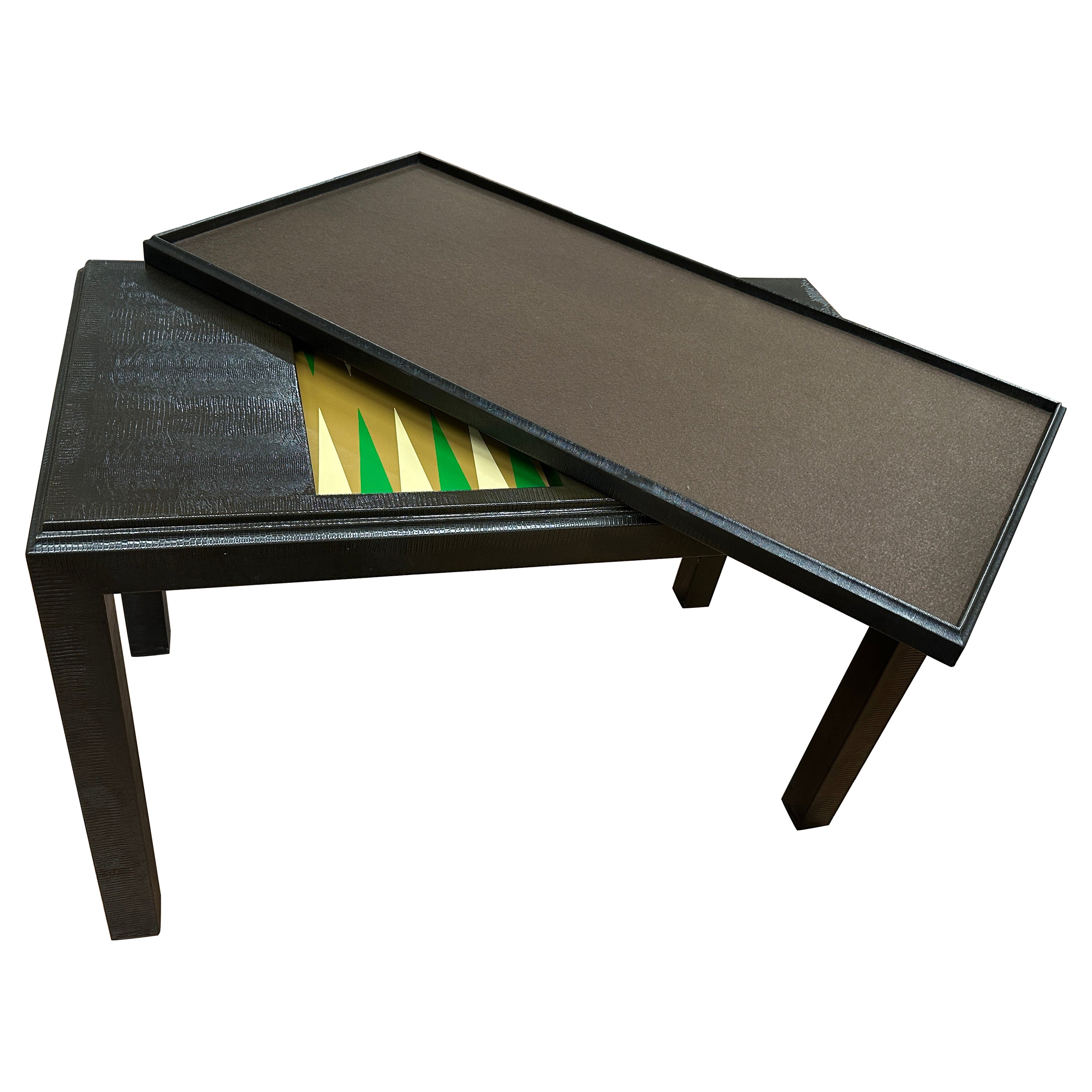 Faux Snakeskin Game Table with Removable Top
