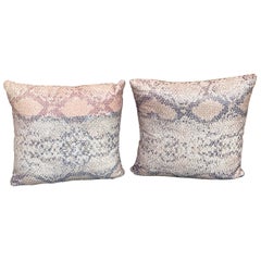 Faux Snakeskin Throw Pillows, Pair