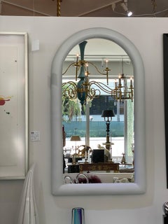 Faux Snakeskin Upholstered Mirror in the Style of Karl Springer