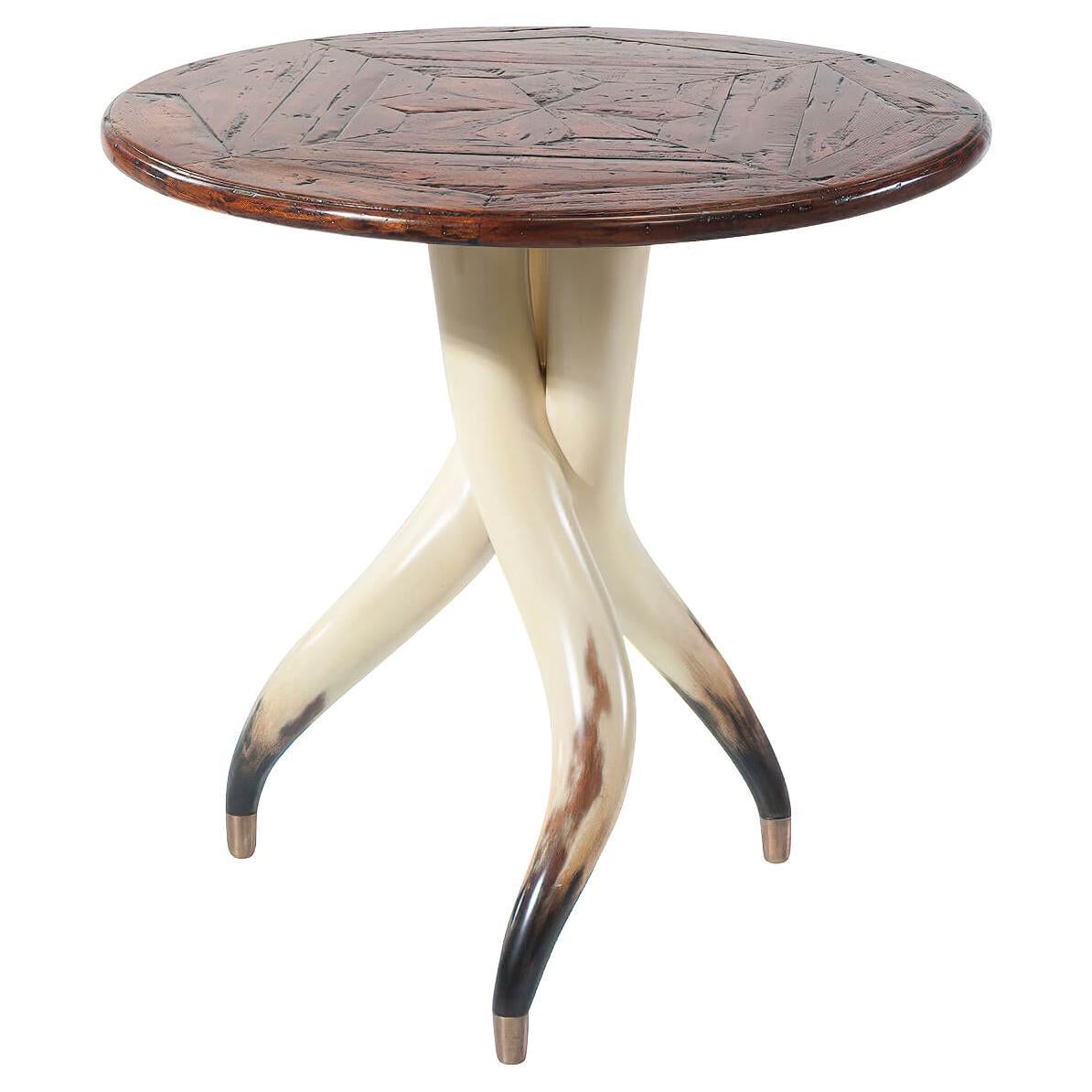 Faux Steerhorn Side Table