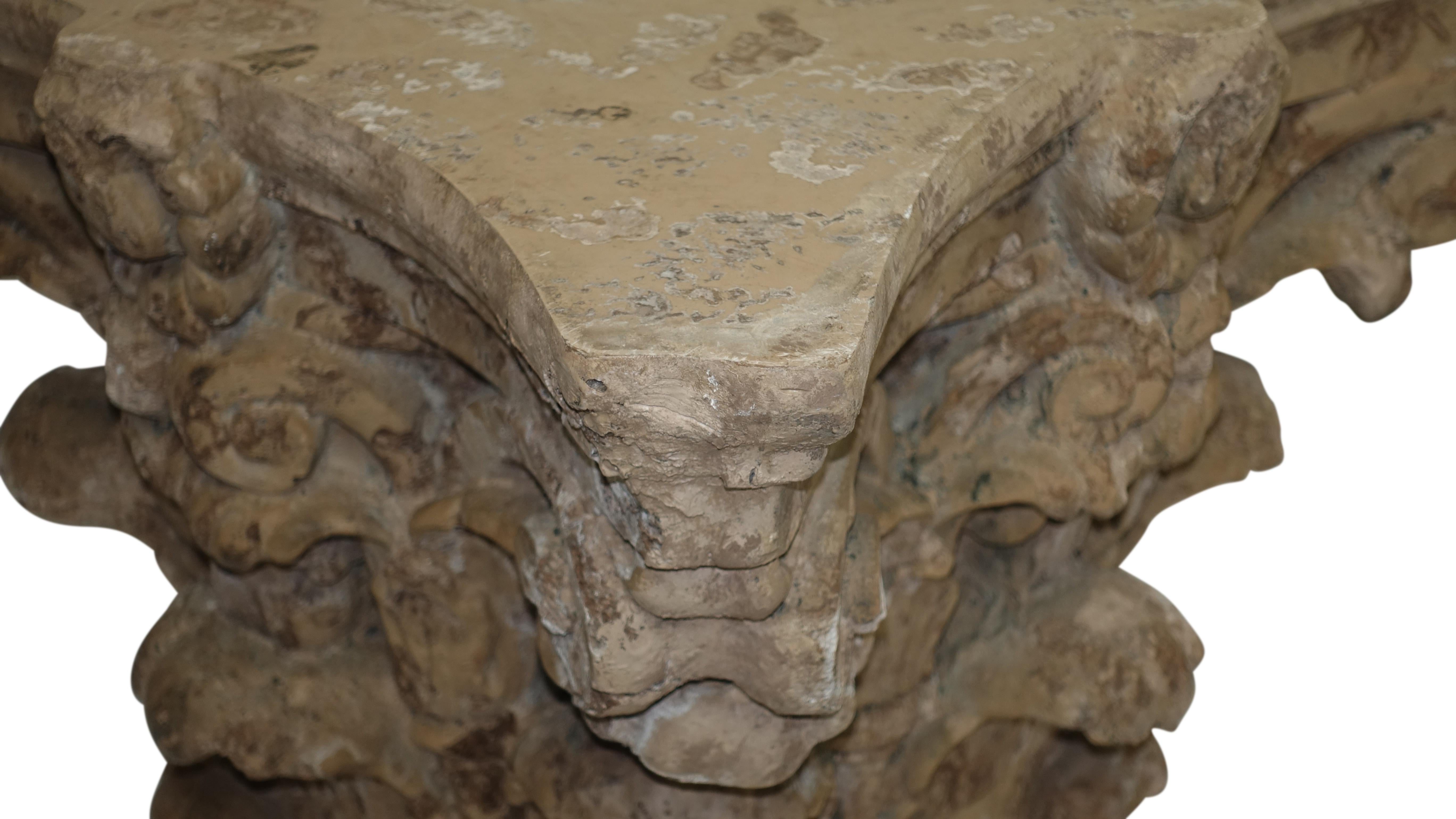 Faux Stone Architectural Column Capital Low Table In Good Condition In San Francisco, CA