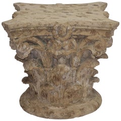 Faux Stone Architectural Column Capital Low Table