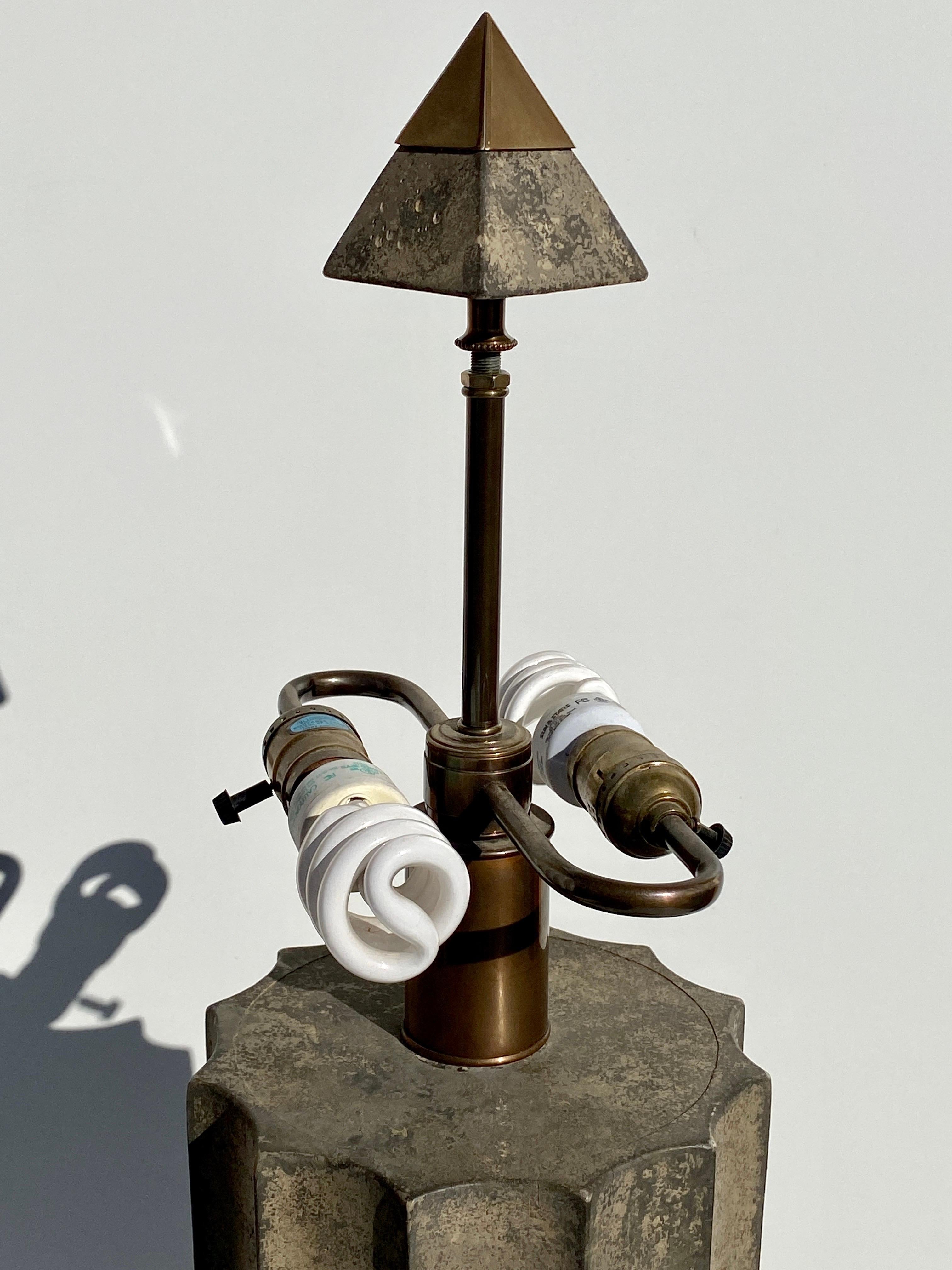 Faux Stone Architectural Column Lamp For Sale 4
