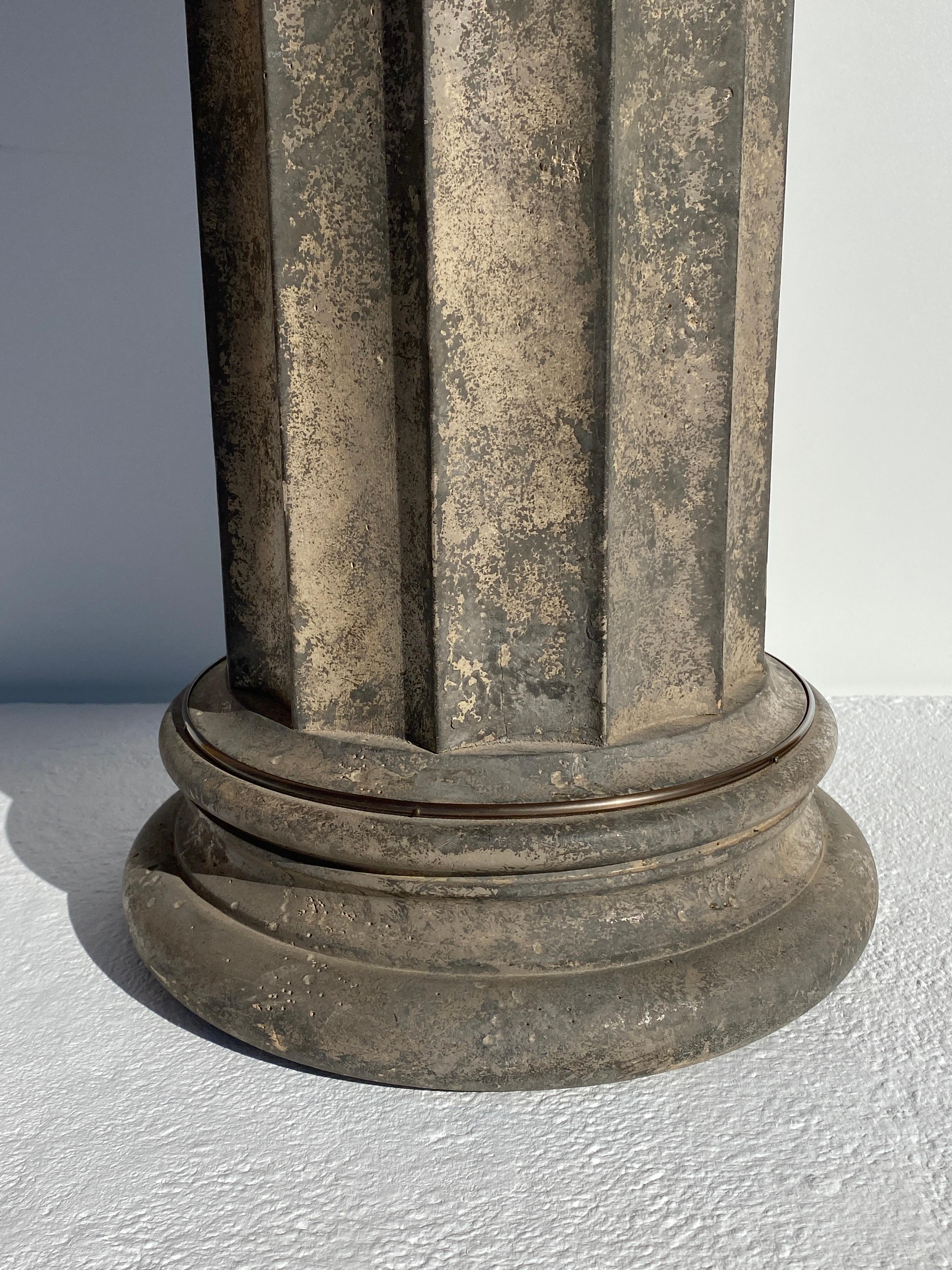 Hollywood Regency Faux Stone Architectural Column Lamp For Sale