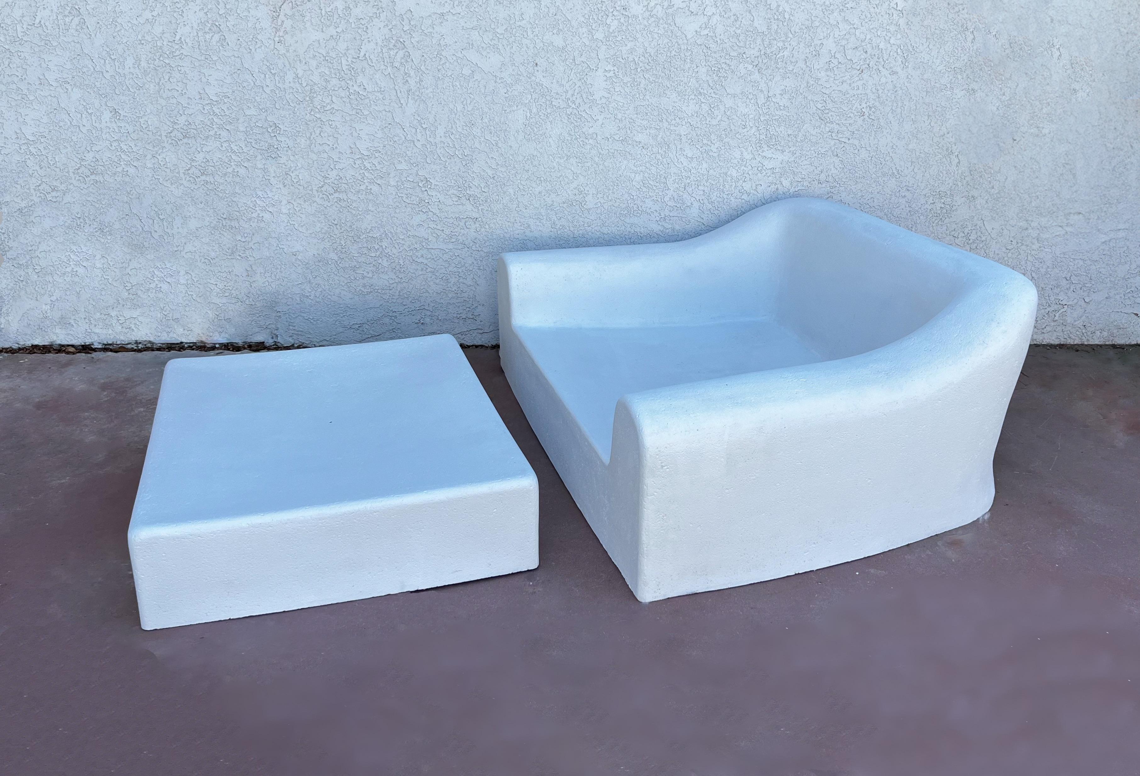 Modern Faux Stone ‘Jennifer’ Lounge Chair and Ottoman by Michael Taylor For Sale