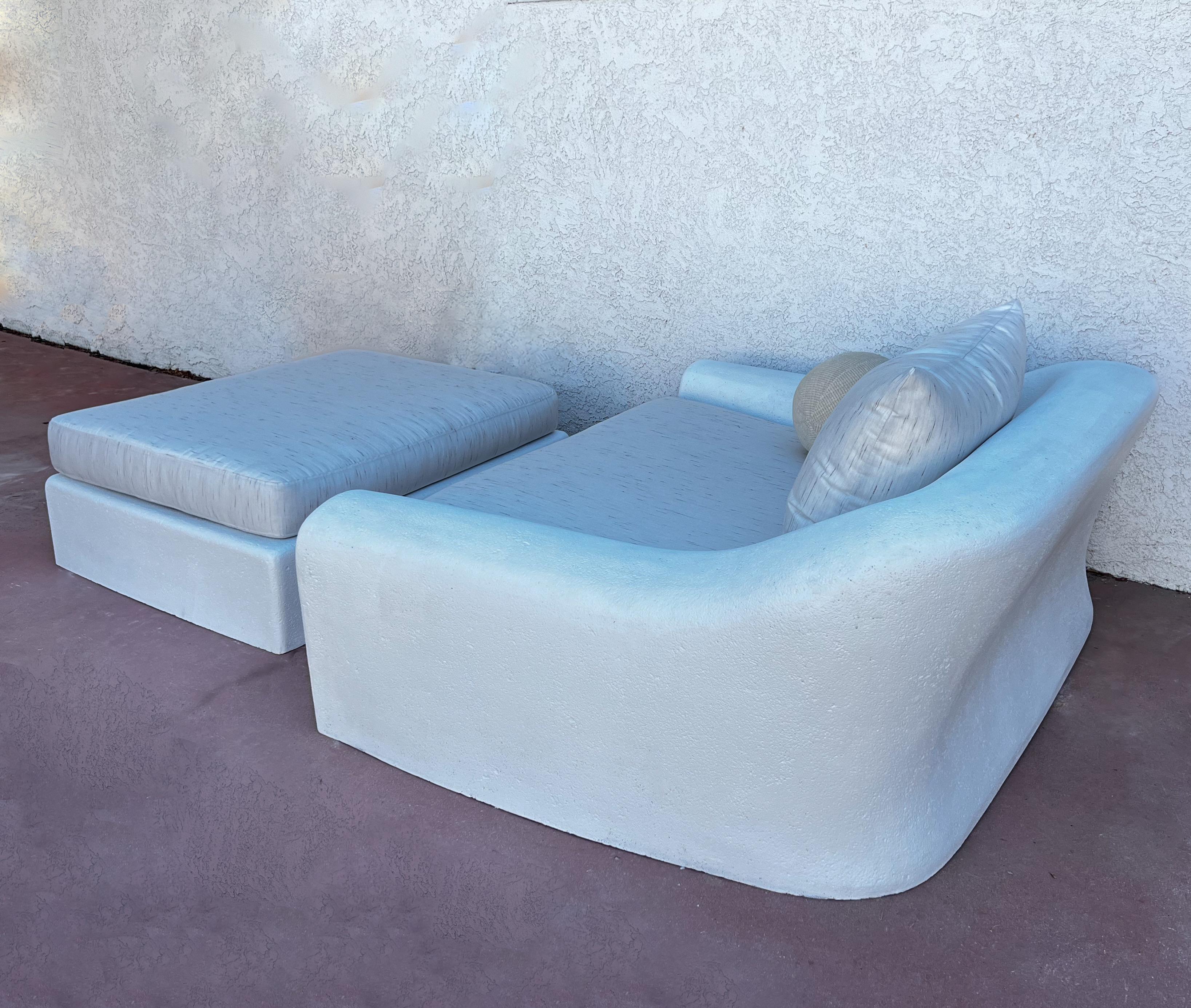 American Faux Stone ‘Jennifer’ Lounge Chair and Ottoman by Michael Taylor For Sale