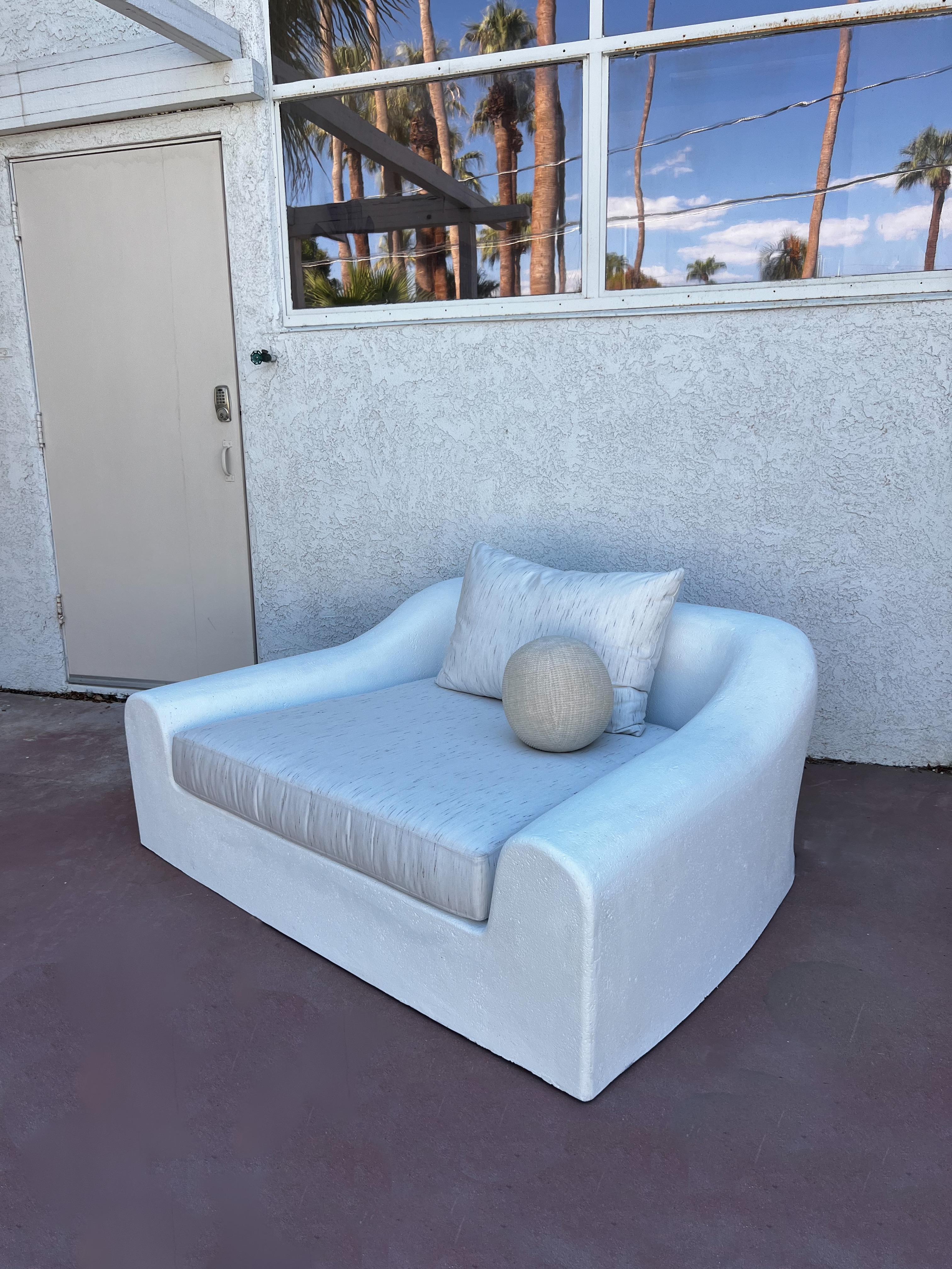 Hand-Crafted Faux Stone ‘Jennifer’ Lounge Chair and Ottoman by Michael Taylor For Sale