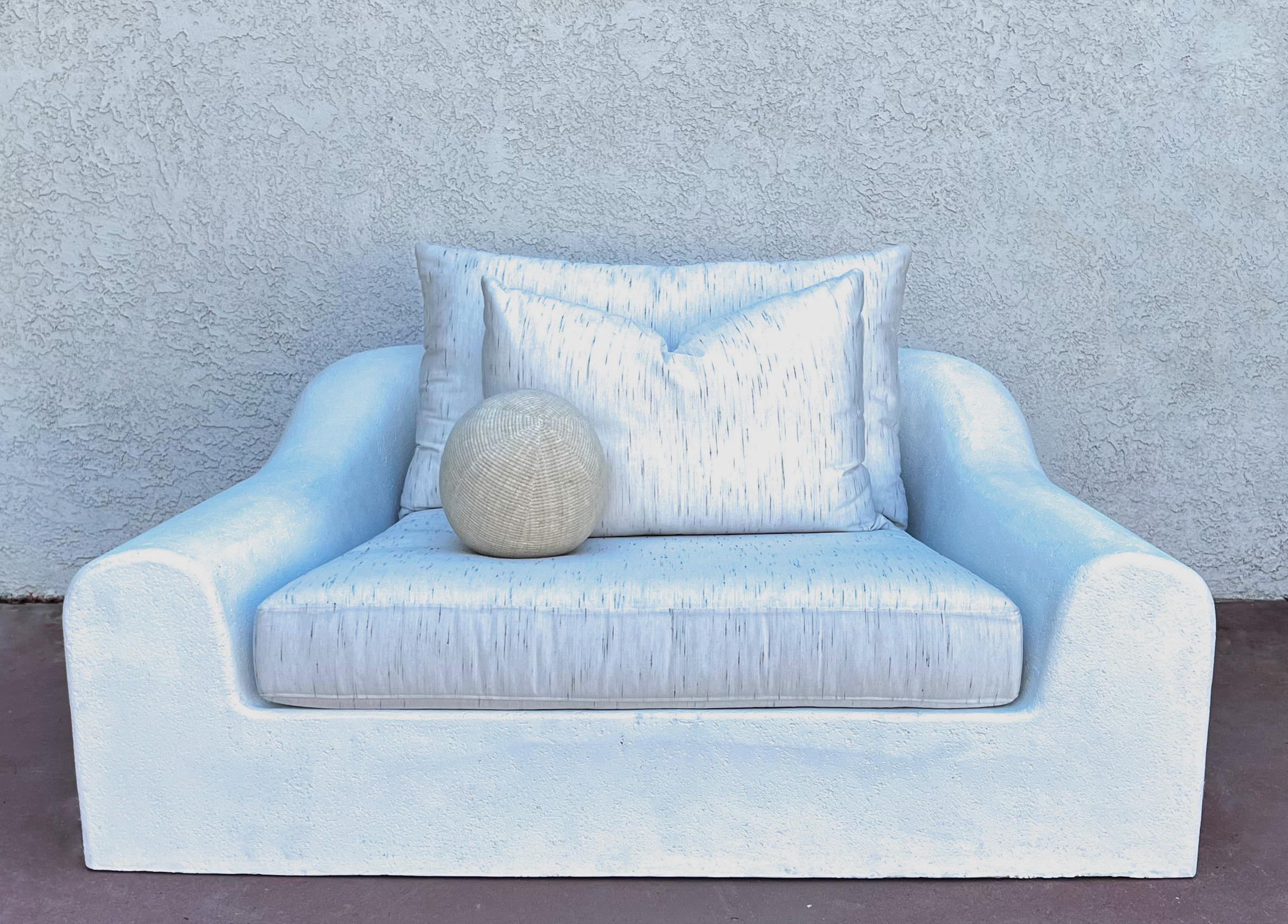 Late 20th Century Faux Stone ‘Jennifer’ Lounge Chair and Ottoman by Michael Taylor For Sale