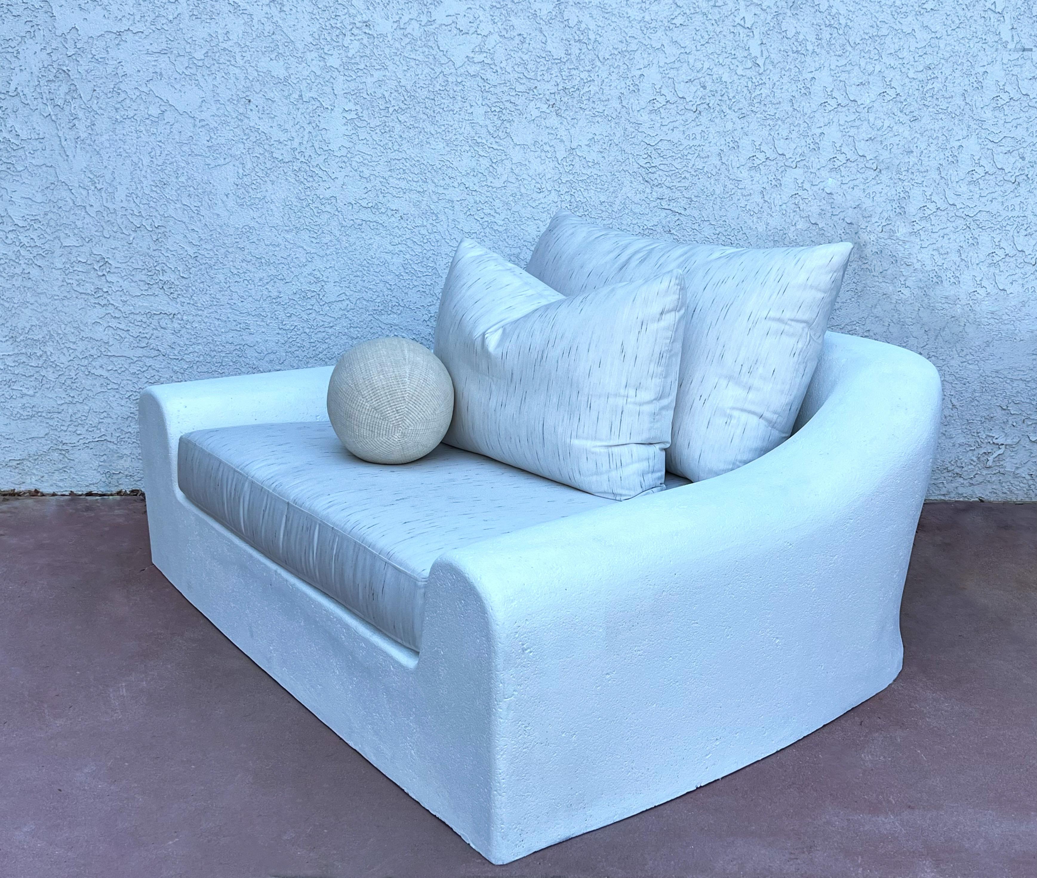 Fabric Faux Stone ‘Jennifer’ Lounge Chair and Ottoman by Michael Taylor For Sale