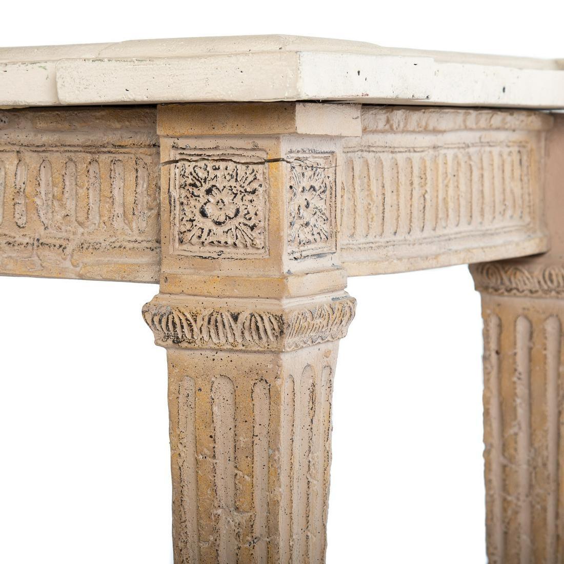 Regency Faux Stone Rustic French Console