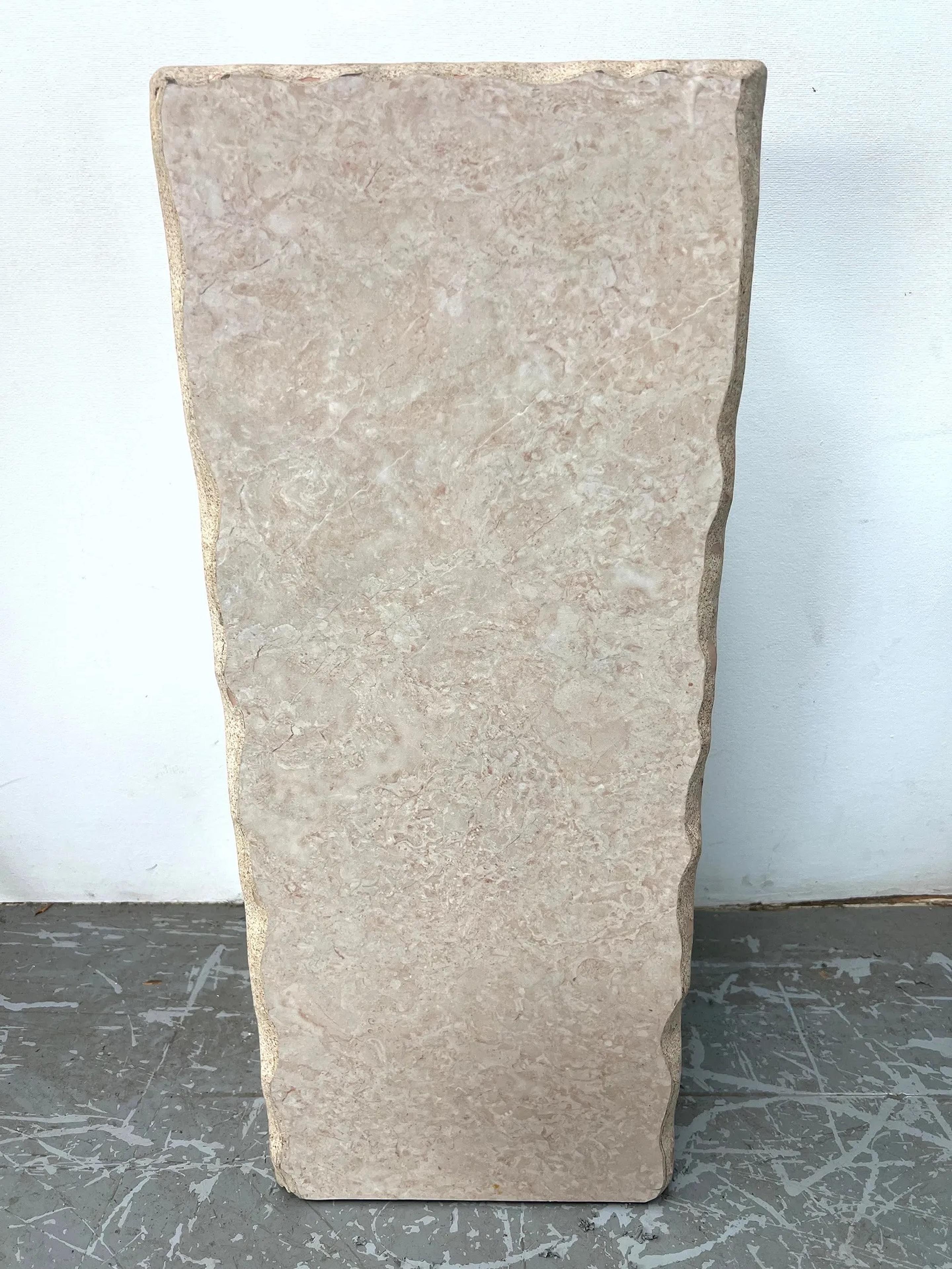 Mid-Century Modern Faux Stone Tall Square Column Display Pedestal For Sale