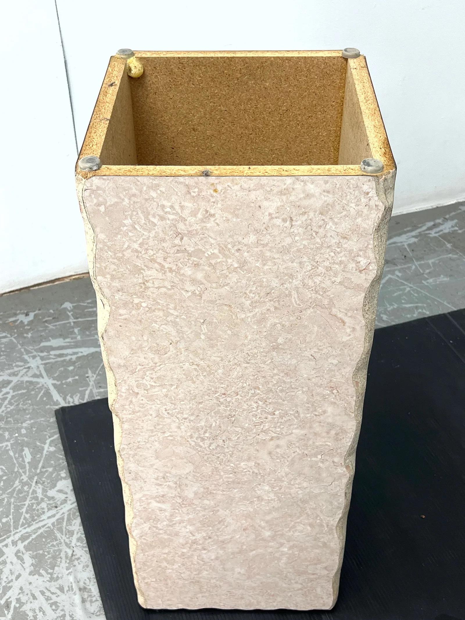 Italian Faux Stone Tall Square Column Display Pedestal For Sale