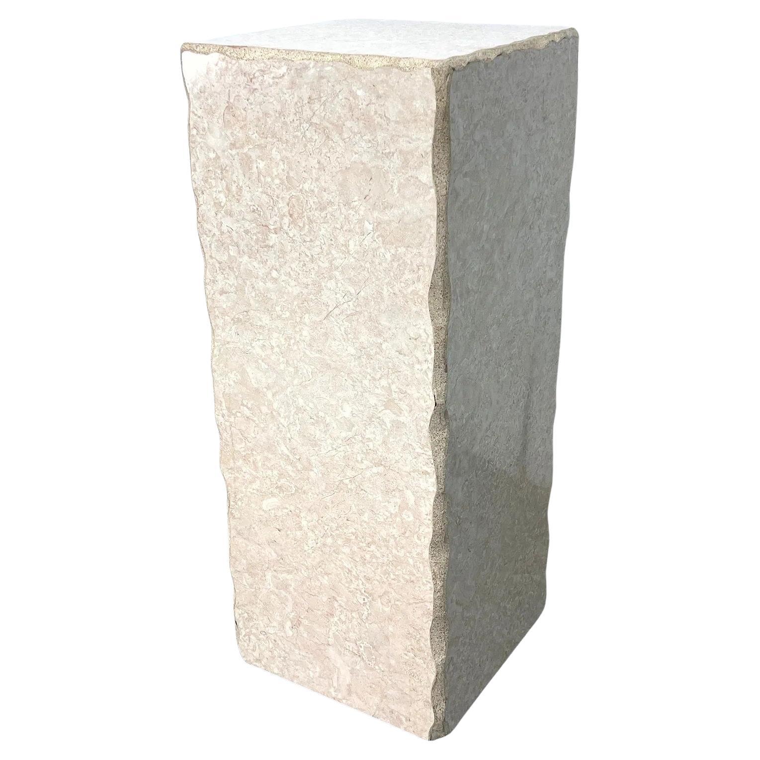 Faux Stone Tall Square Column Display Pedestal For Sale