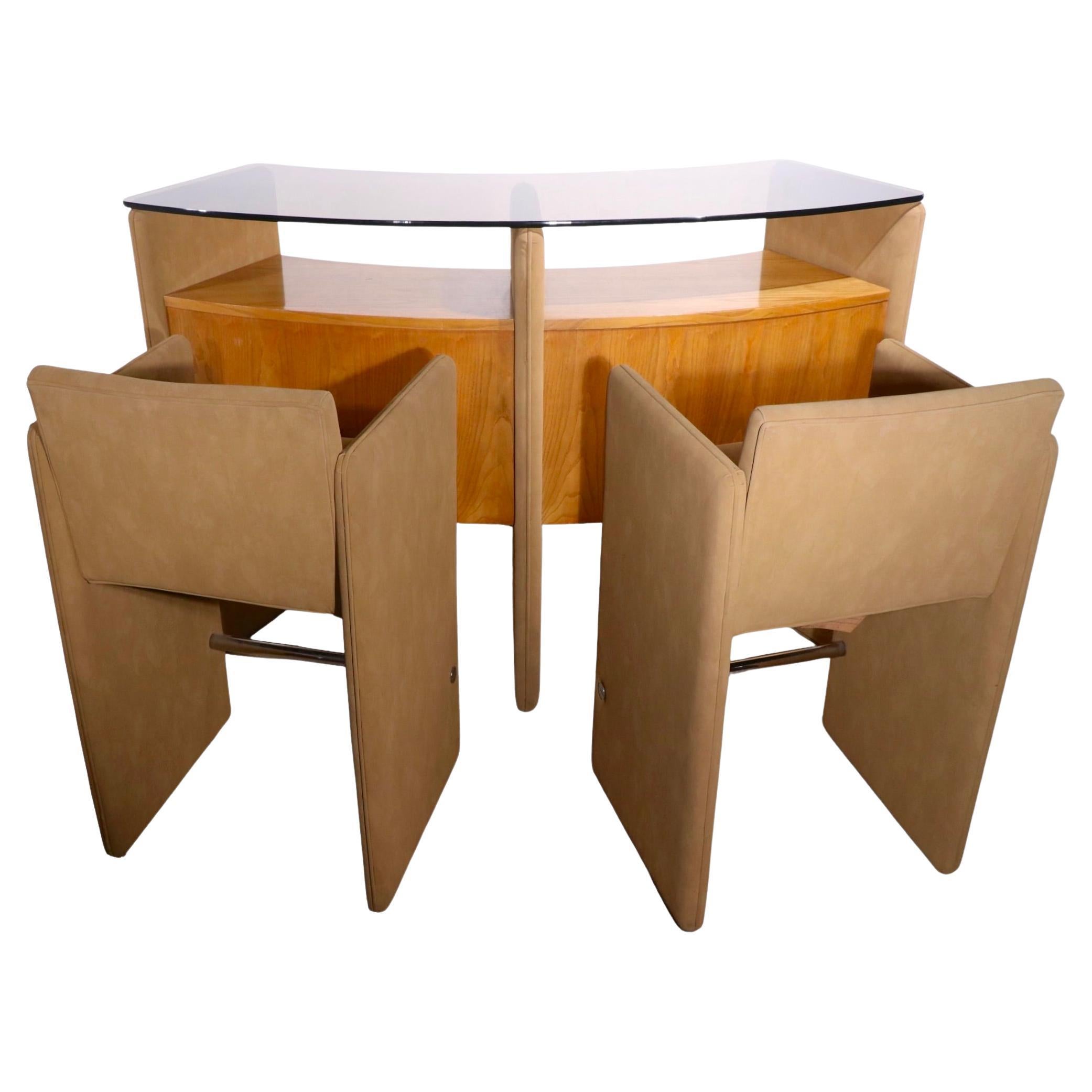 Beautiful Vintage Oval Lucite Bar with Two Bar Stools at 1stDibs