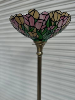 Faux Tiffany Shade Brass Base Floor Lamp