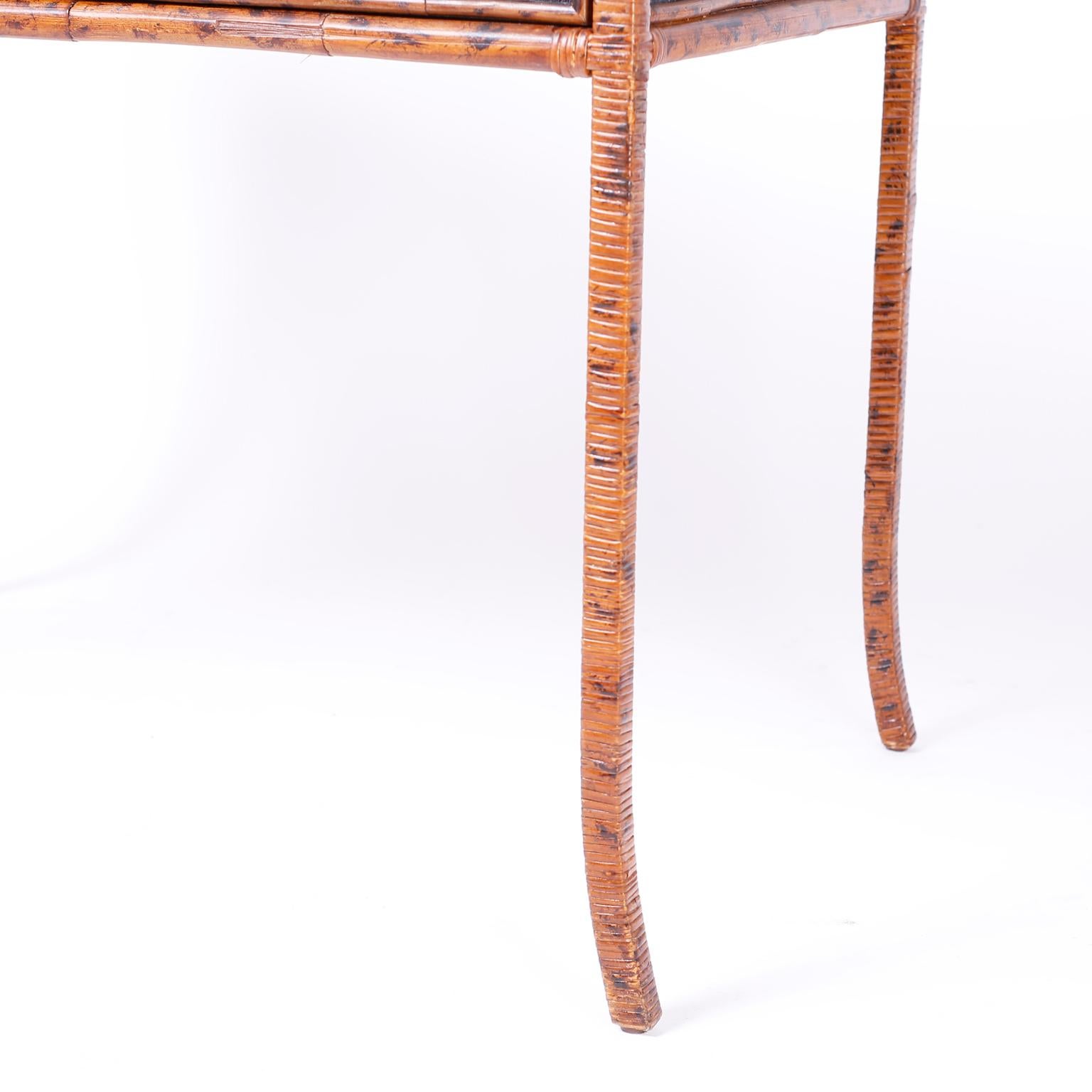 Grasscloth Faux Tortoise and Grass Cloth Desk or Writing Table