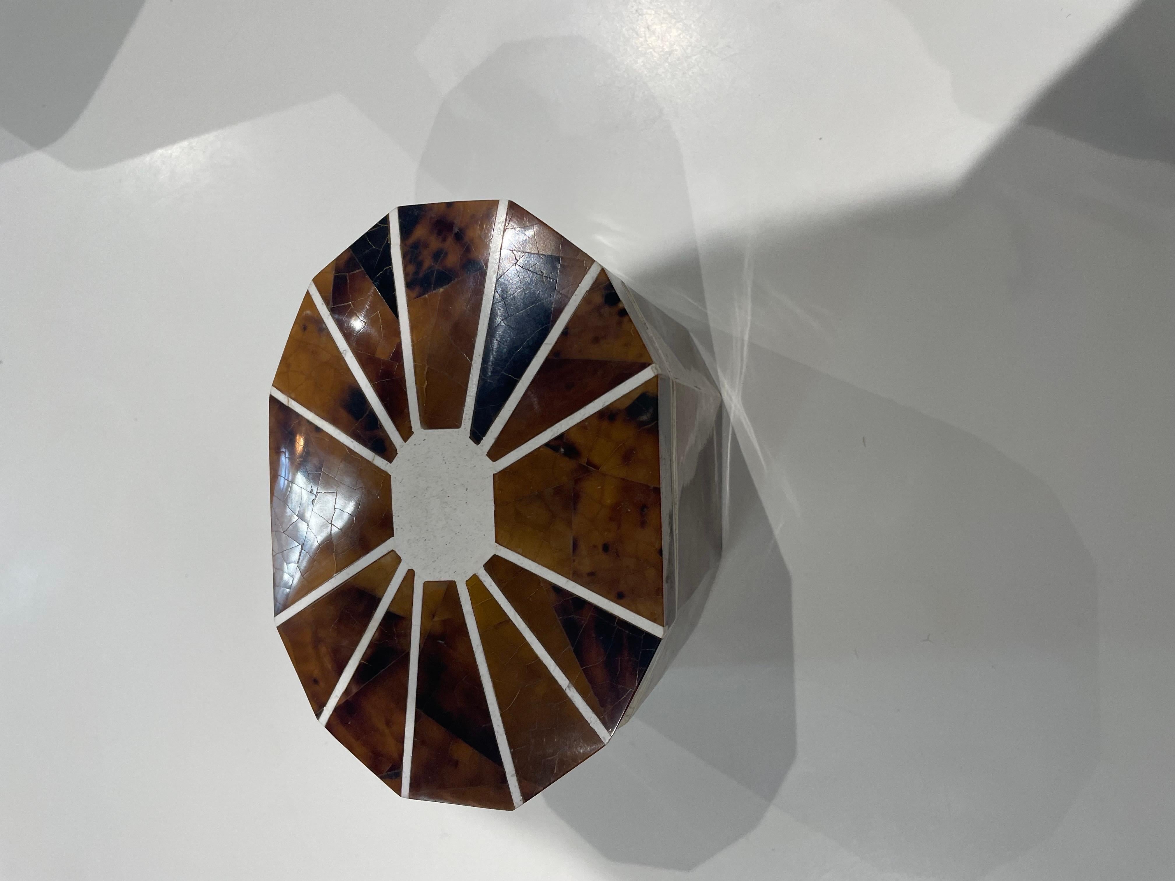 Faux Tortoise and Stone Dodecagon Box In Good Condition In Winnetka, IL