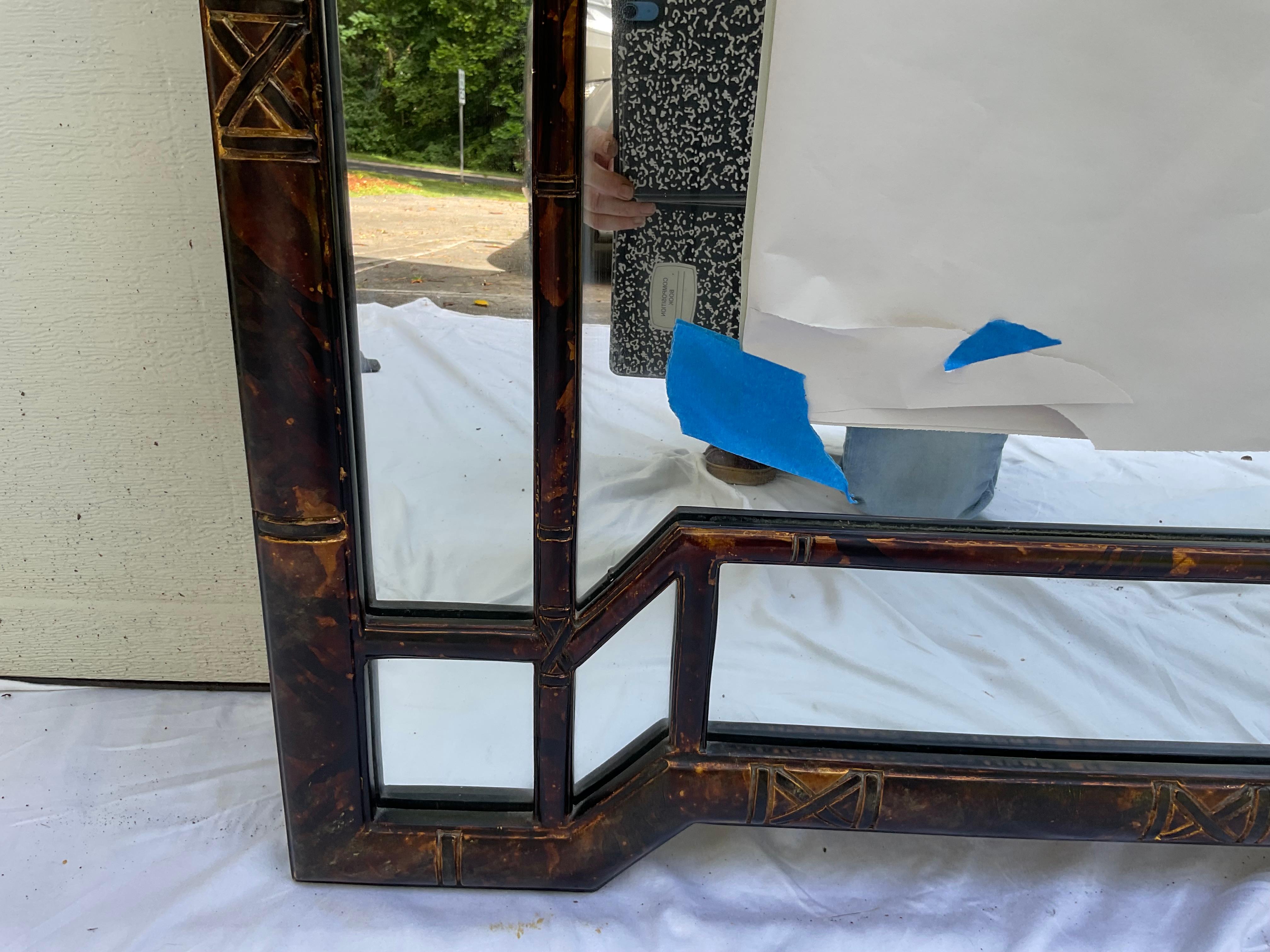 Faux Tortoise Art Deco Style Mirror by Carol Canner For Sale 6
