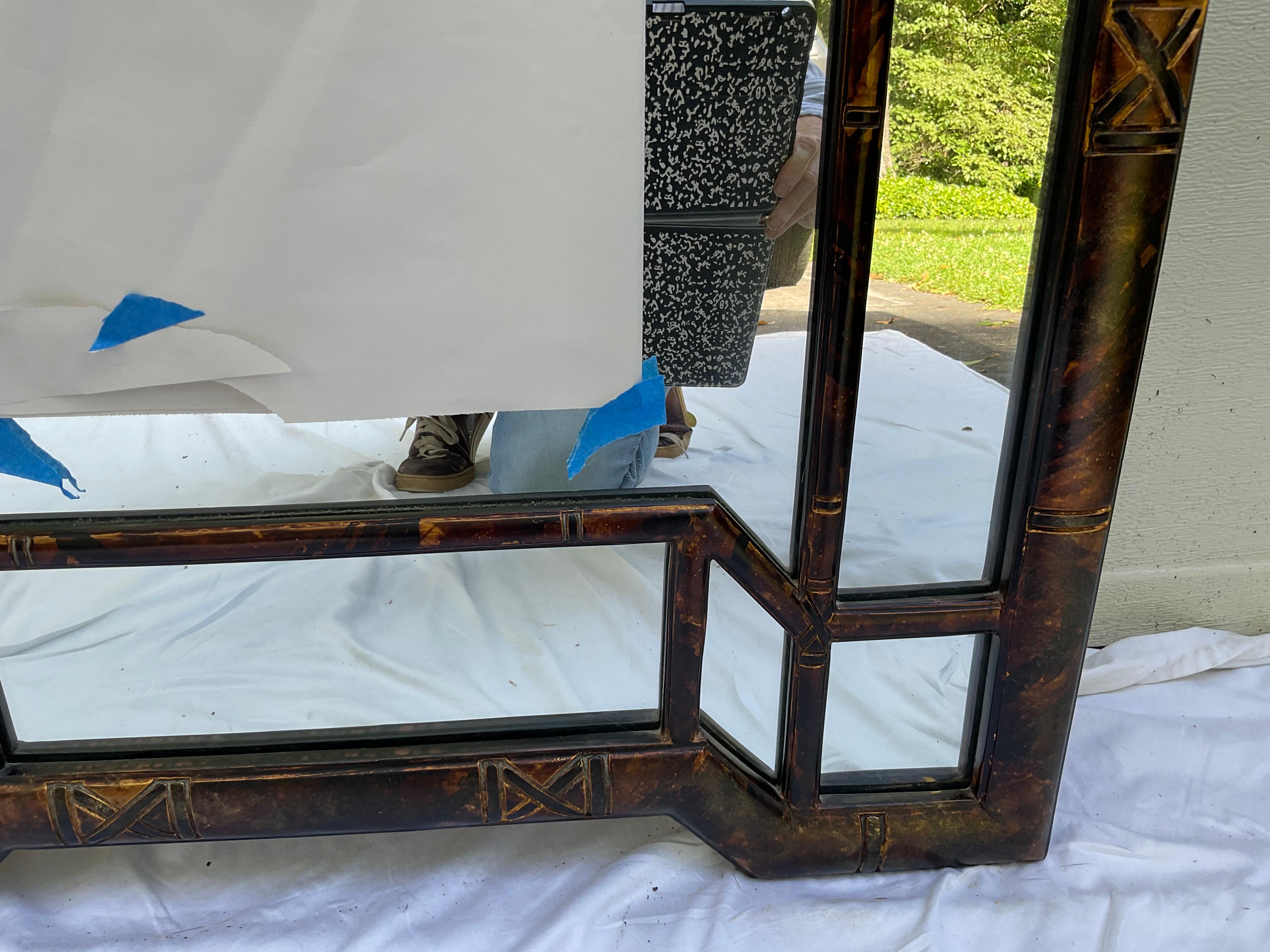 Miroir de style Art Déco en fausse écaille de tortue par Carol Canner en vente 9
