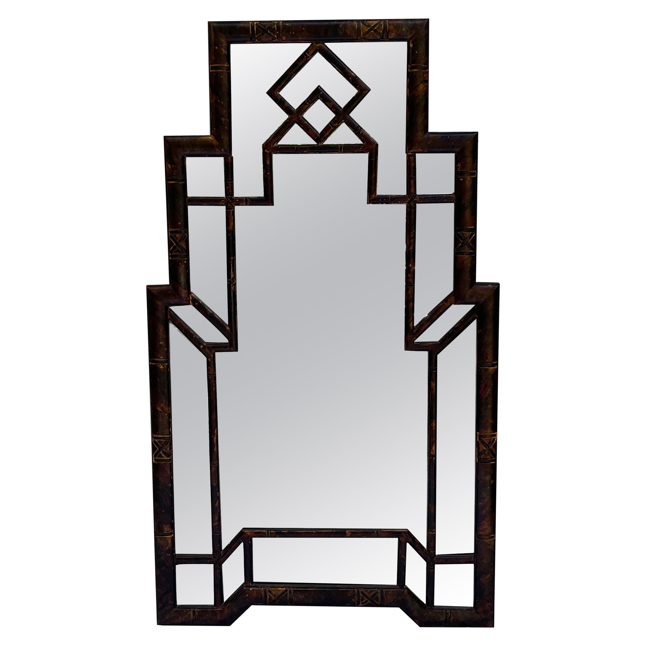 Espejo de imitación de tortuga estilo Art Deco de Carol Canner en venta