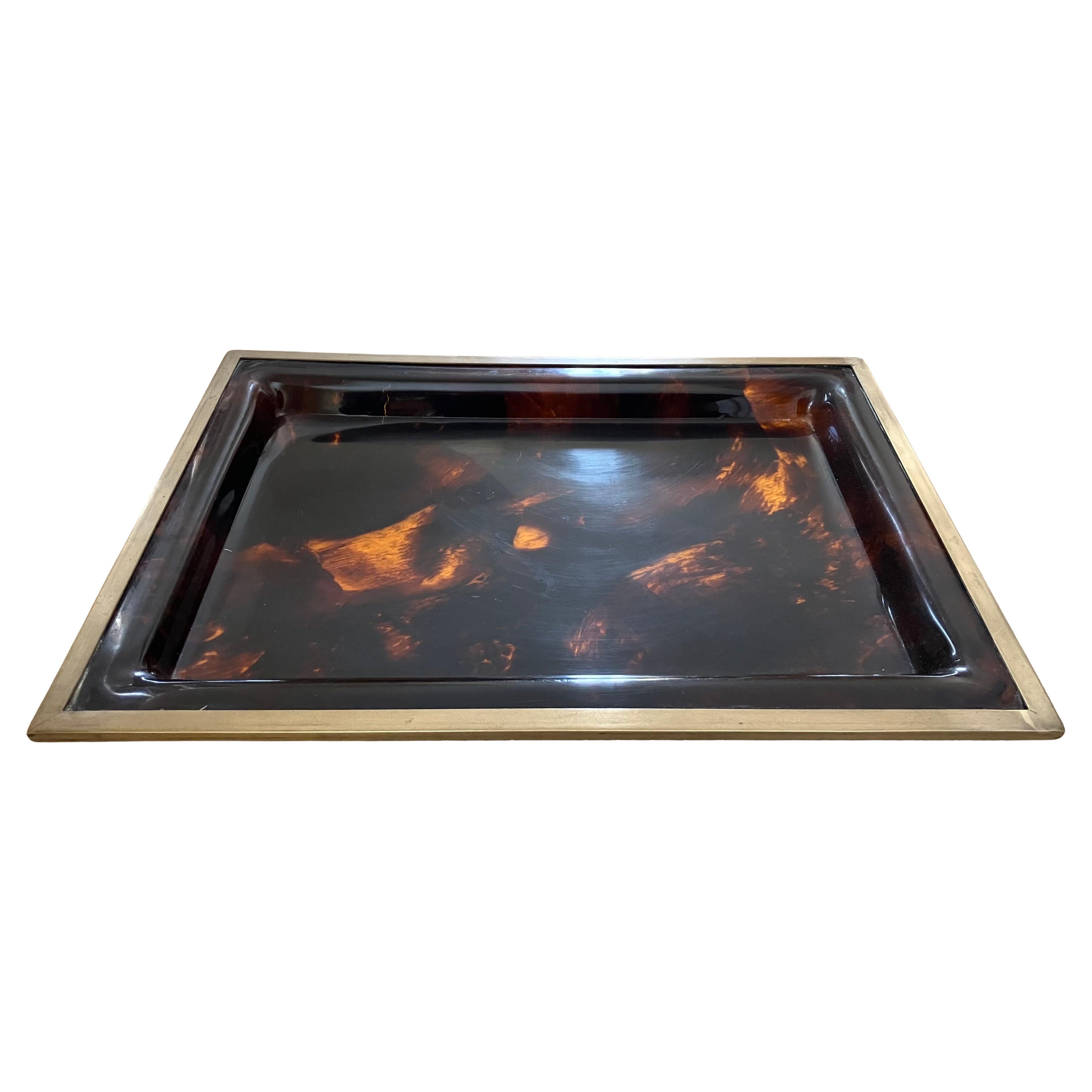 Faux Tortoise Bakelite and Brass Tray