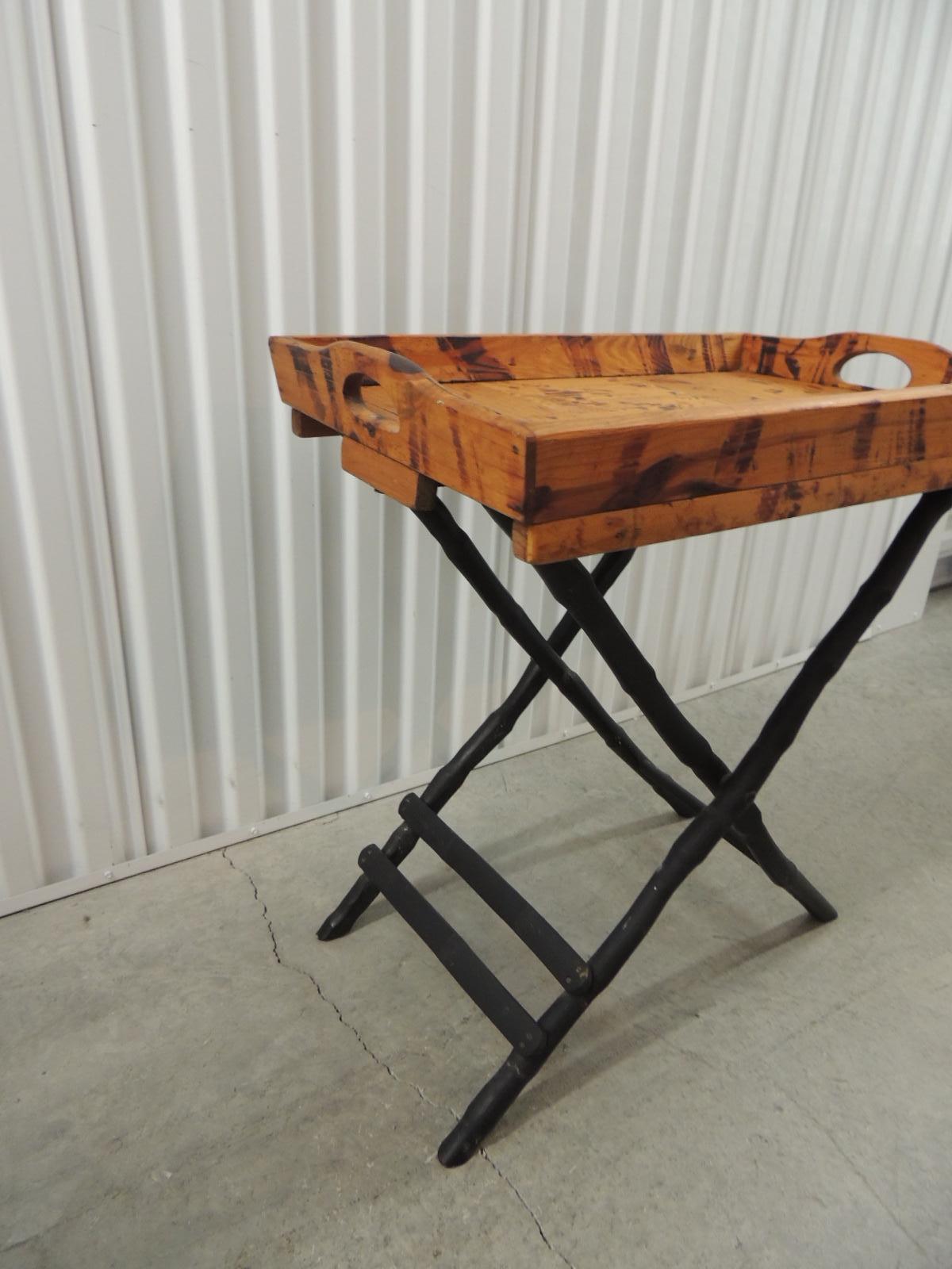 Faux-Tortoise Bamboo Folding Drinks Cart oder Folding Tray Table (Böhmisch)