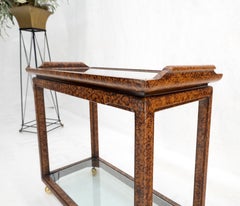 Faux Tortoise Finish Glass Shelves Rectangle Serving Cart Bar on Wheels Mint!