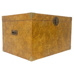 Faux Tortoise Finish Hand Painted Decorated Campaign Style Trunk Box MINT