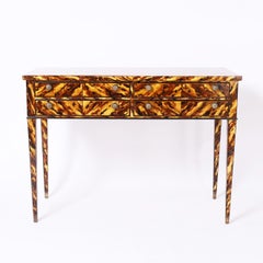 Faux Tortoise Georgian Style Server or Console Table by Johnson Furniture