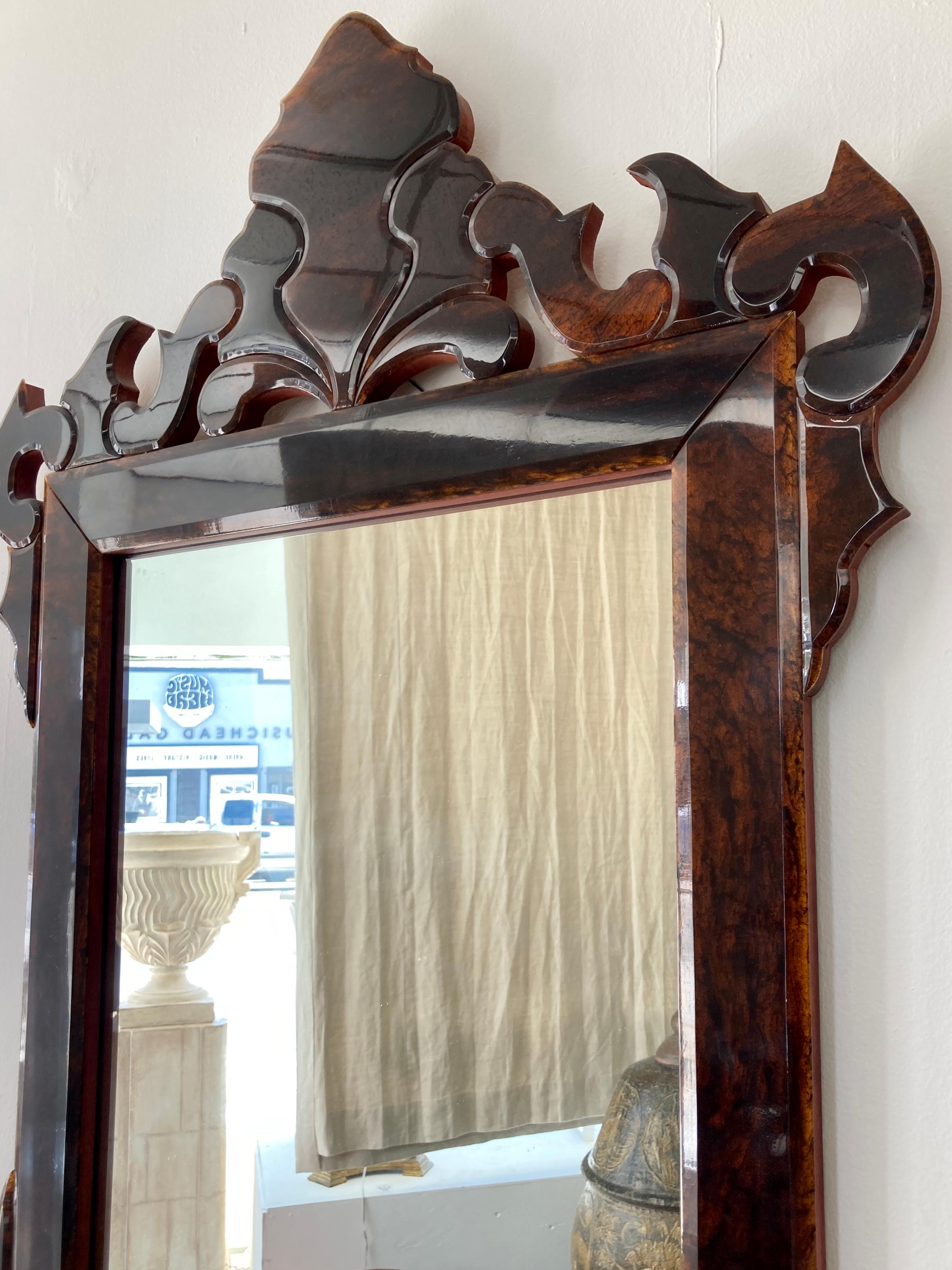 Faux Tortoise Glass Mirror In Good Condition In Los Angeles, CA