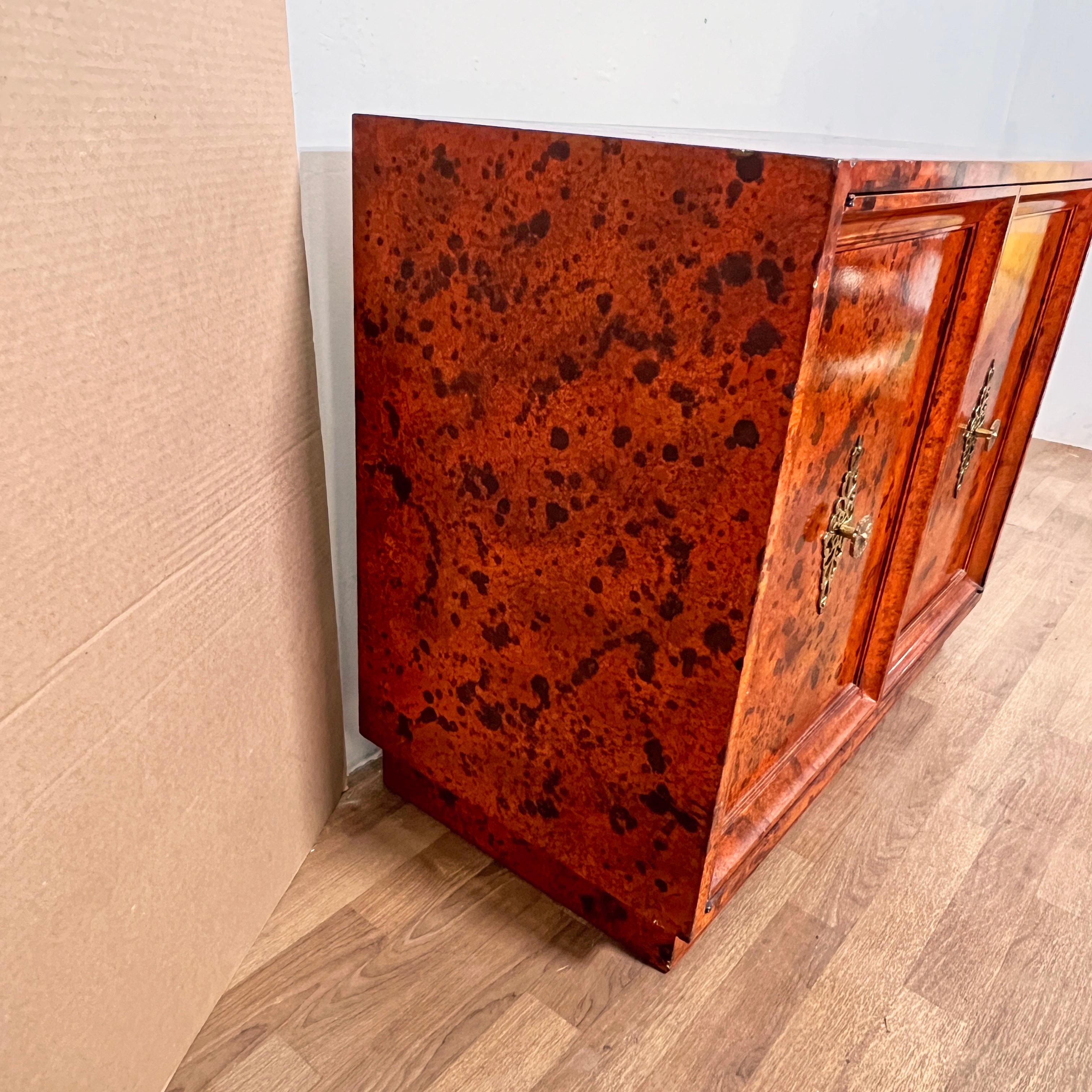 Faux Tortoise Lacquered Buffet Cabinet by Lane Circa 1970s In Good Condition For Sale In Peabody, MA