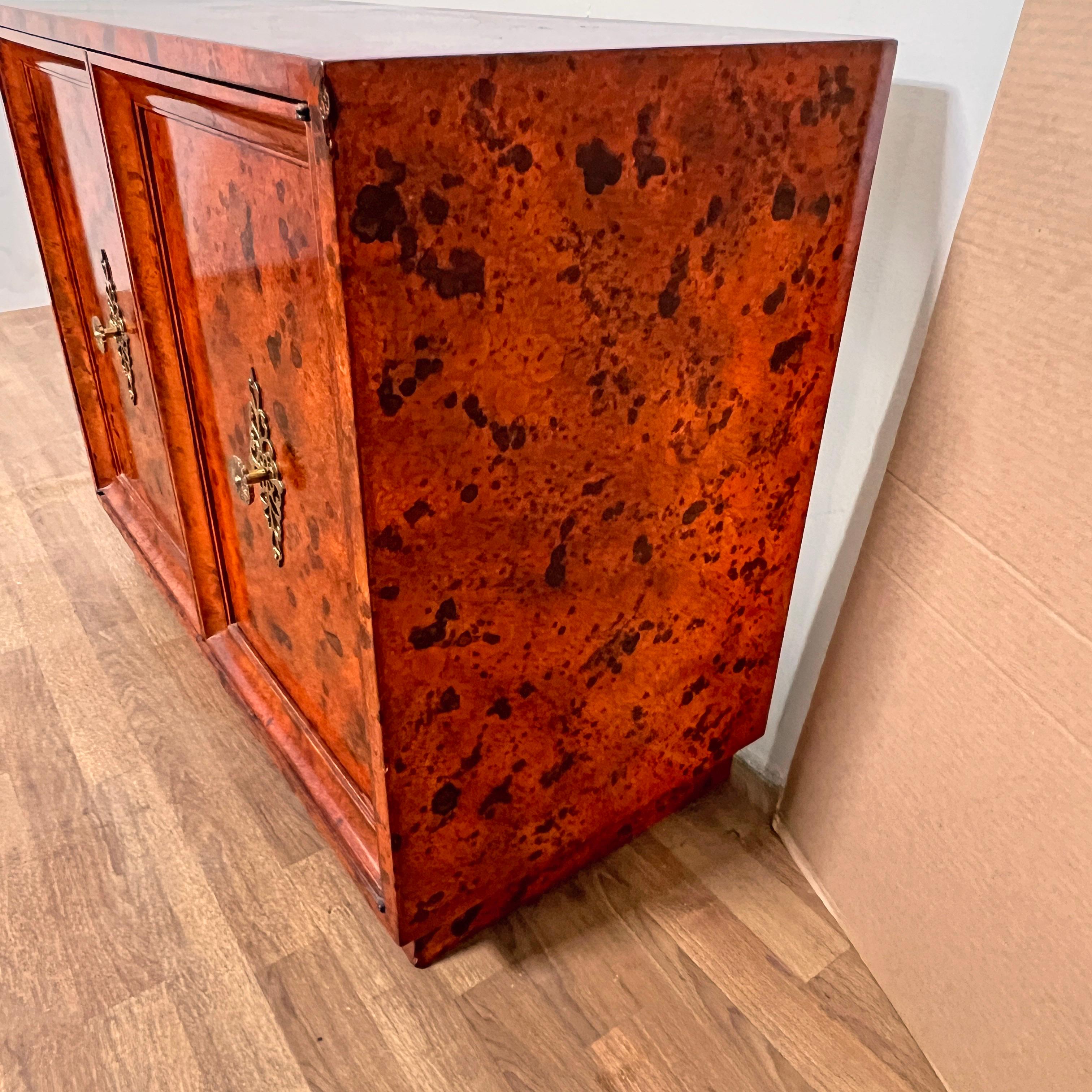 Wood Faux Tortoise Lacquered Buffet Cabinet by Lane Circa 1970s For Sale