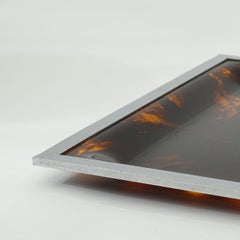 Faux Tortoise Lucite and Chrome Serving Tray, Italy 1970s