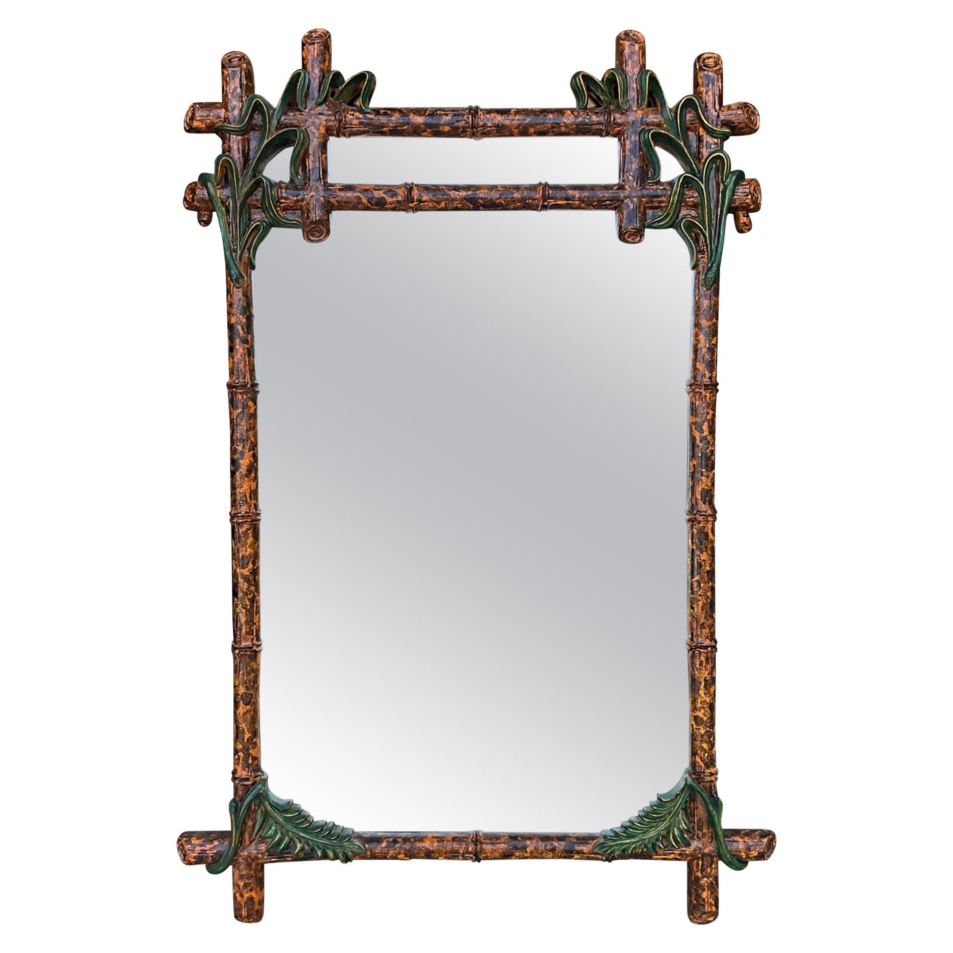 Faux Tortoise Regency Style Faux Bamboo & Palm Leaf  Gampel - Stoll Mirror